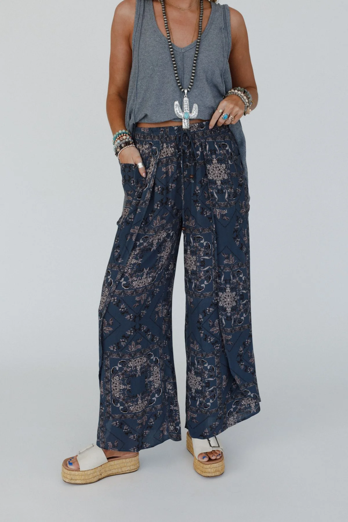 The Nest Stasia Printed Drawstring Tulip Pants - Titan - Image 2