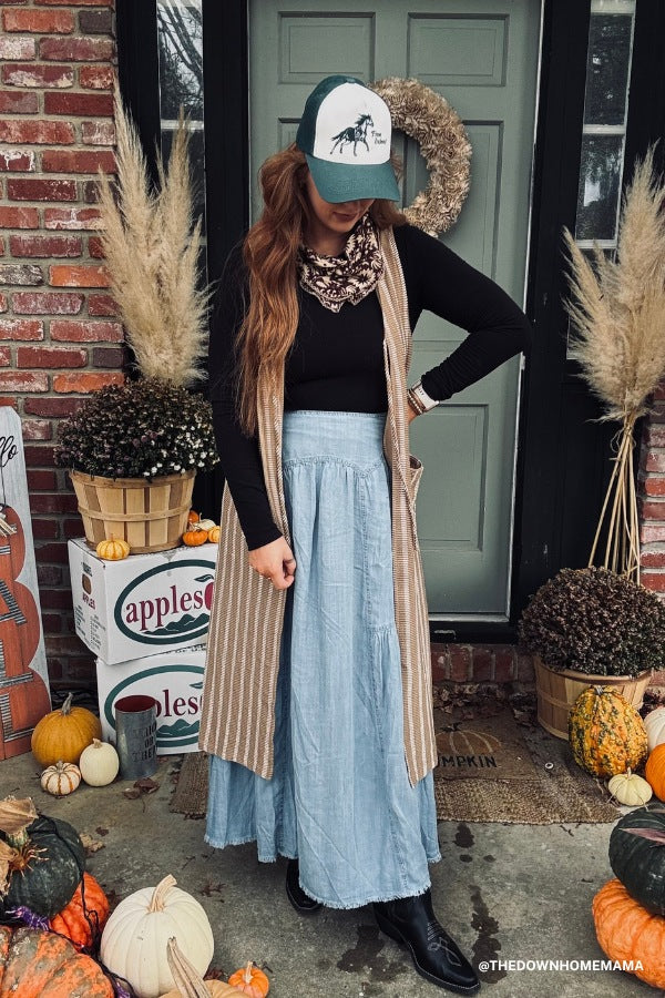 The Nest Sundown Stripes Cardigan - Khaki - Image 3