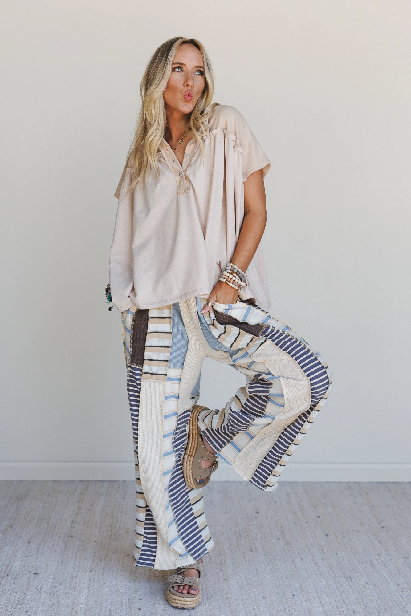 The Nest Sunset Ruffle Top - Taupe - Image 2