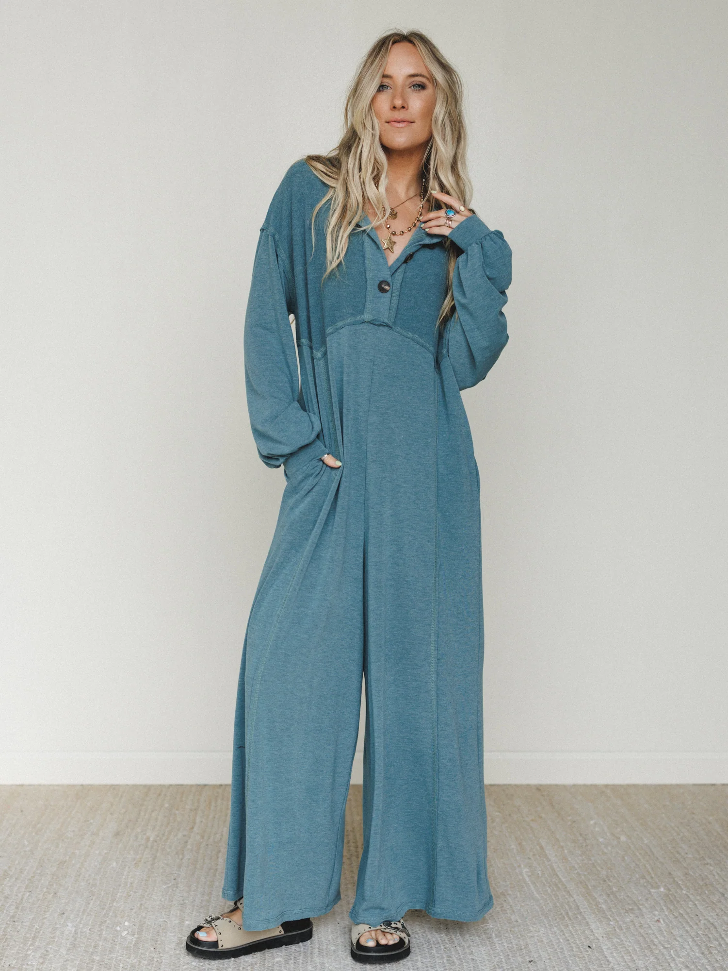 The Nest Sweet Nothings Jumpsuit - Teal - Image 2