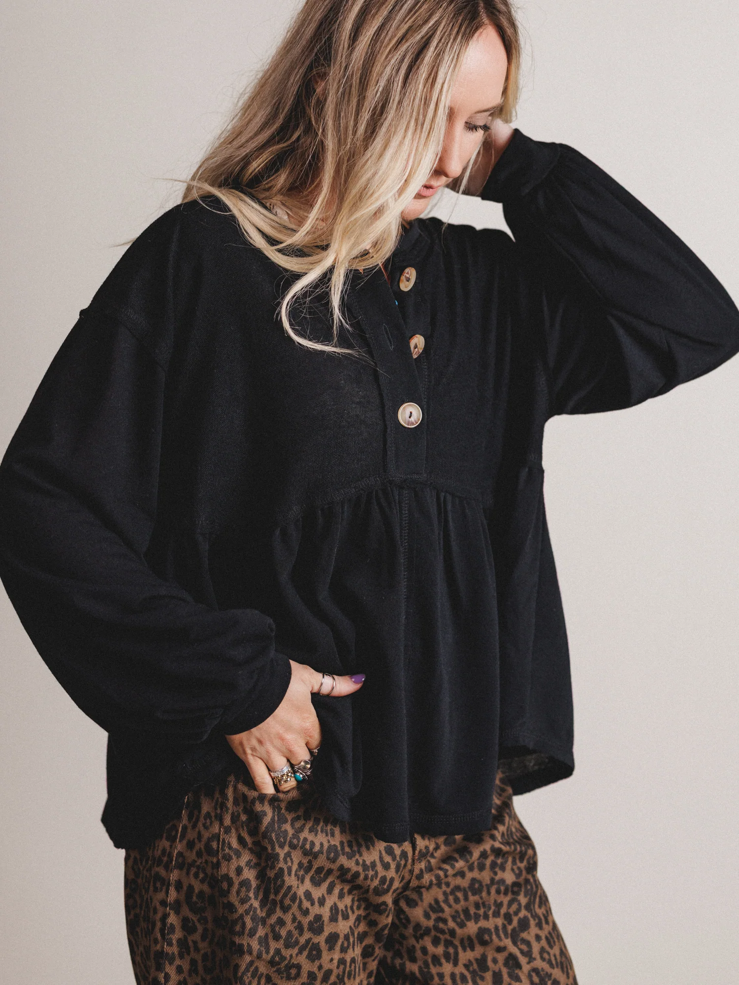 The Nest Sweet Nothings Long Sleeve Top - Black - Pre Order - Image 2