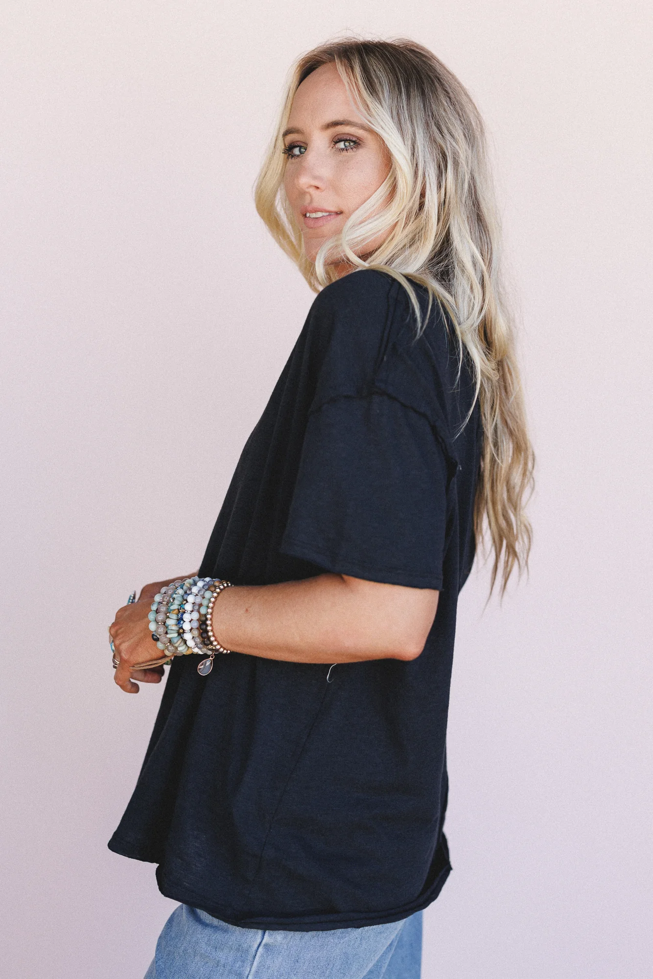 The Nest Tried And True V Neck Tee - Black - Image 3