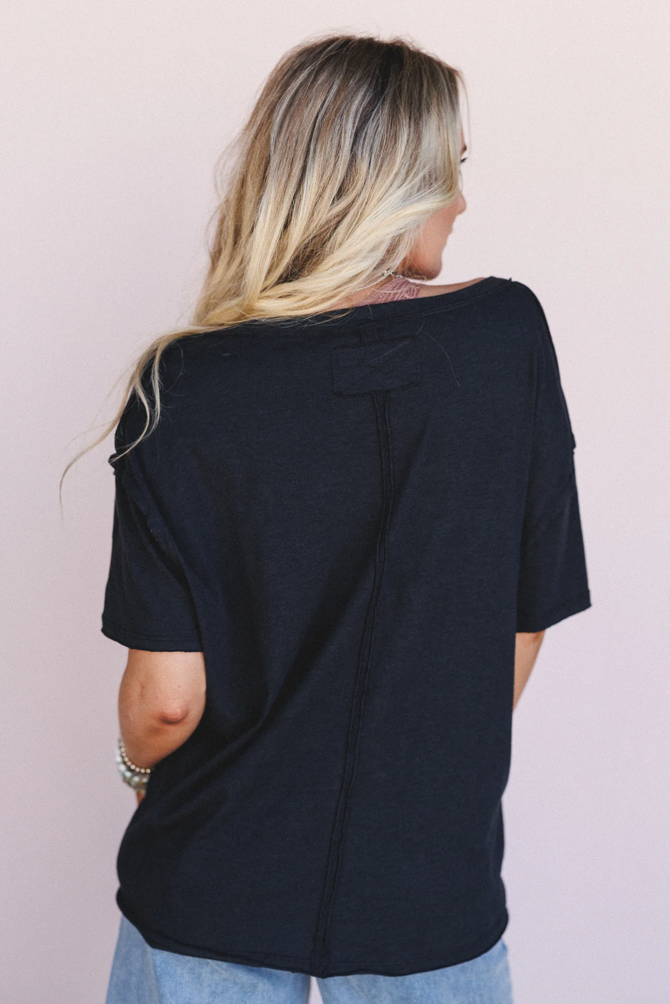 The Nest Tried And True V Neck Tee - Black - Image 4