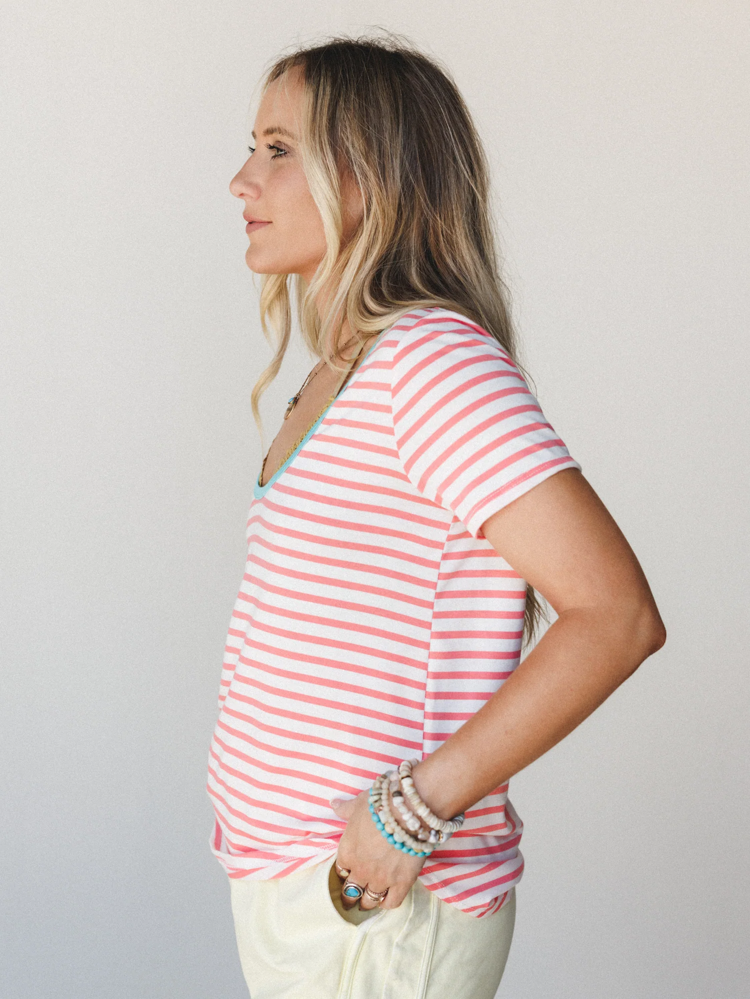 The Nest Scoop Neck Bralette Tee - Coral - Image 3