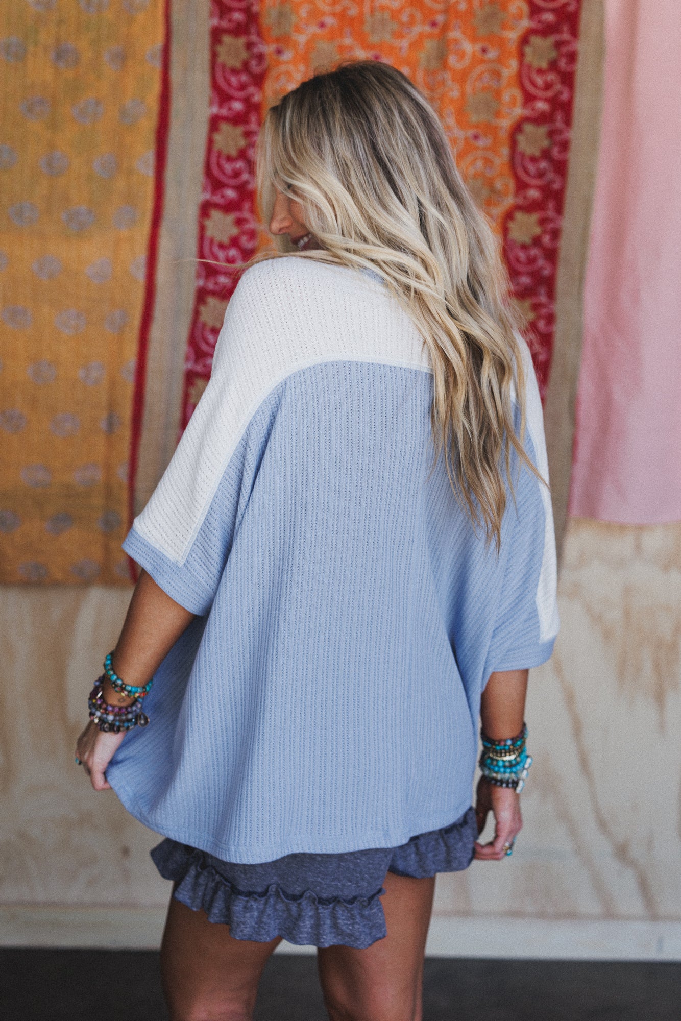 The Nest Wild At Heart Contrast Top - Off White Chambray - Image 2