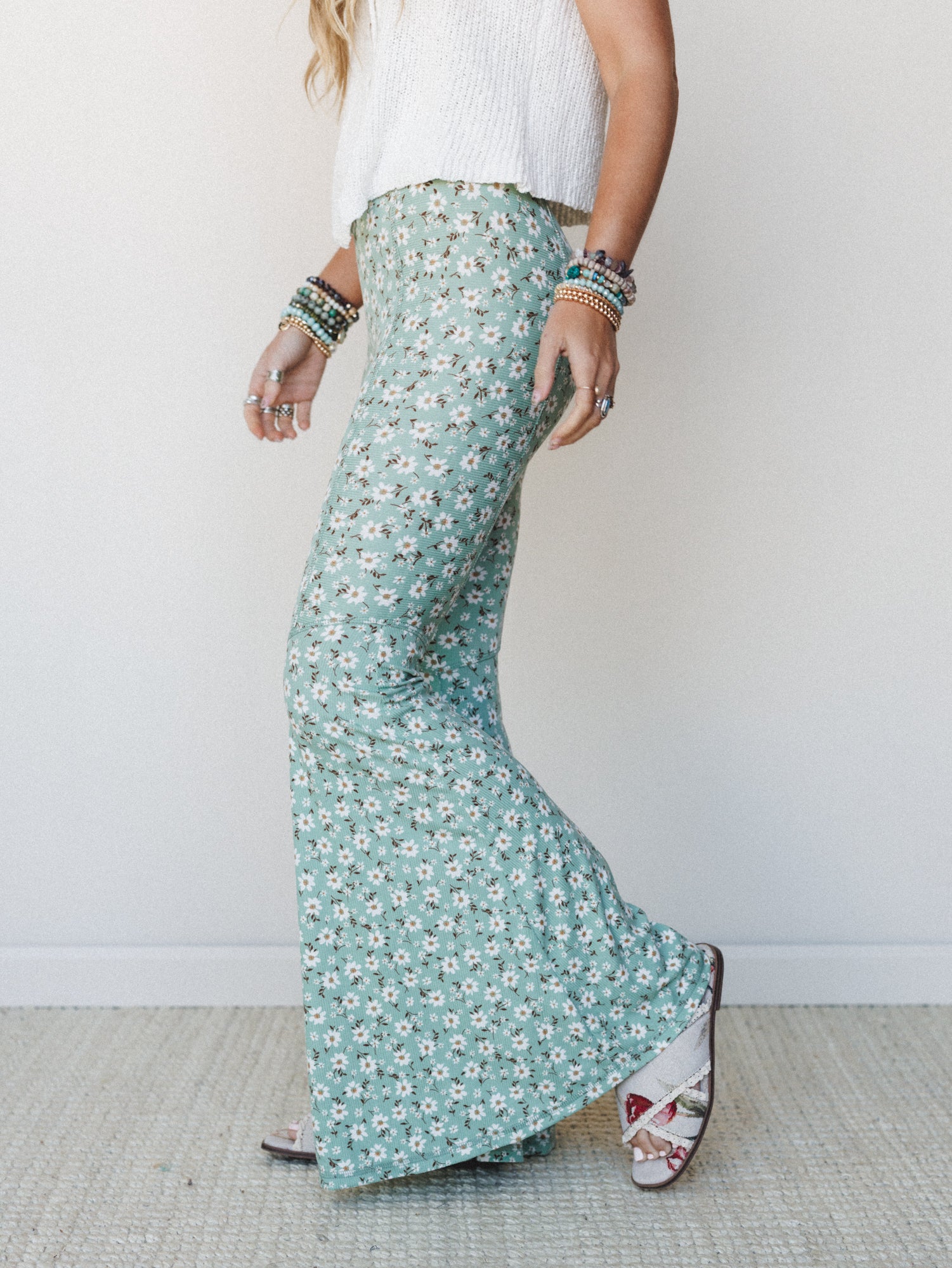 The Nest Wildflower Bloom Flare Pant - Sage - Image 2