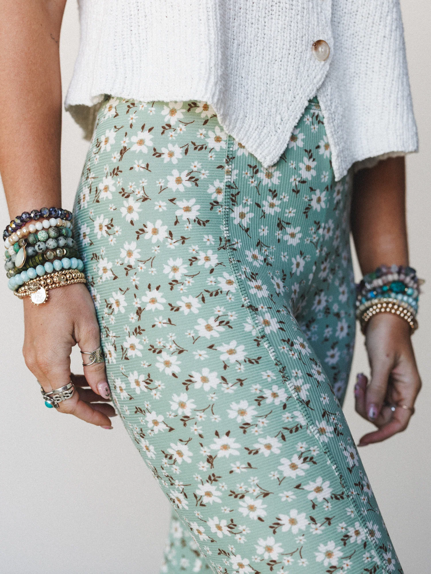 The Nest Wildflower Bloom Flare Pant - Sage - Image 3