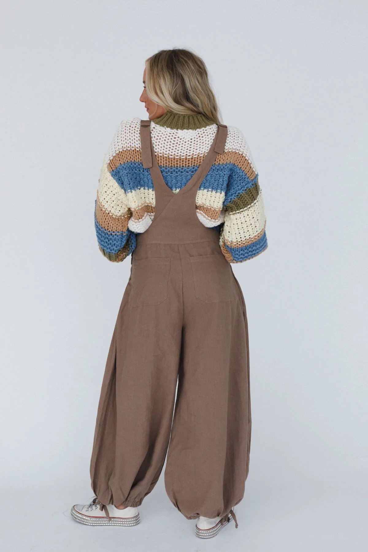 The Nest Theadora Wide Leg Cinched Overalls - Mocha - Image 3
