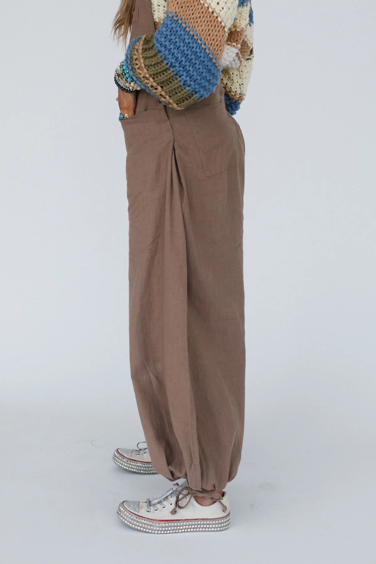 The Nest Theadora Wide Leg Cinched Overalls - Mocha - Image 4