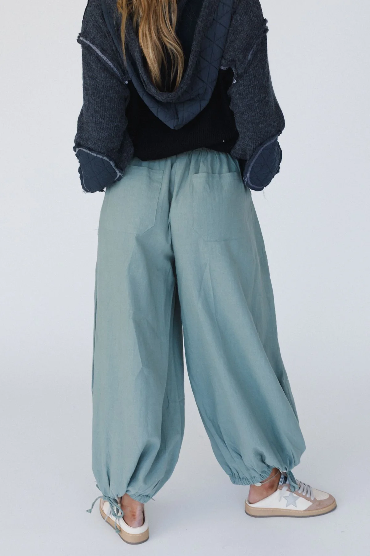 The Nest Theadora Wide Leg Cinched Pants - Light Olive - Image 5