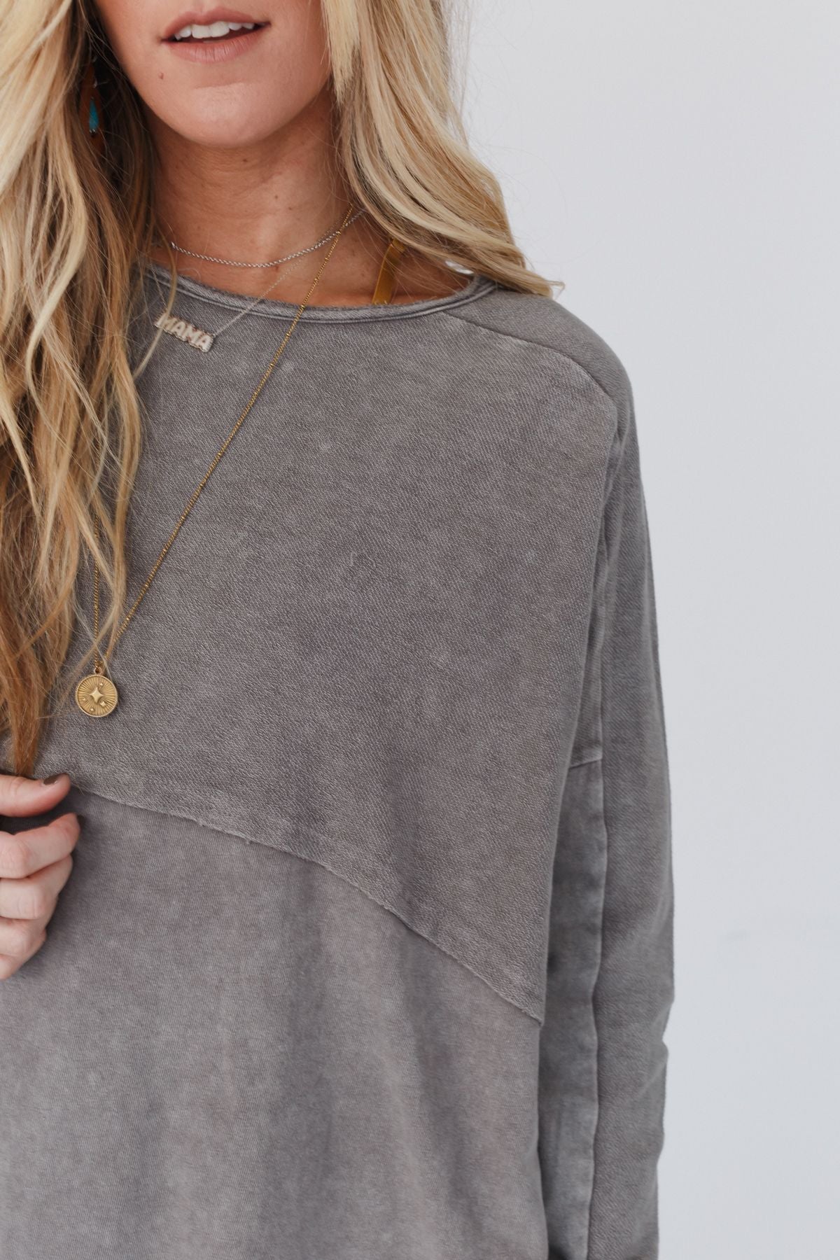 Time Off Terry Knit Pullover Top - Gray - Image 8