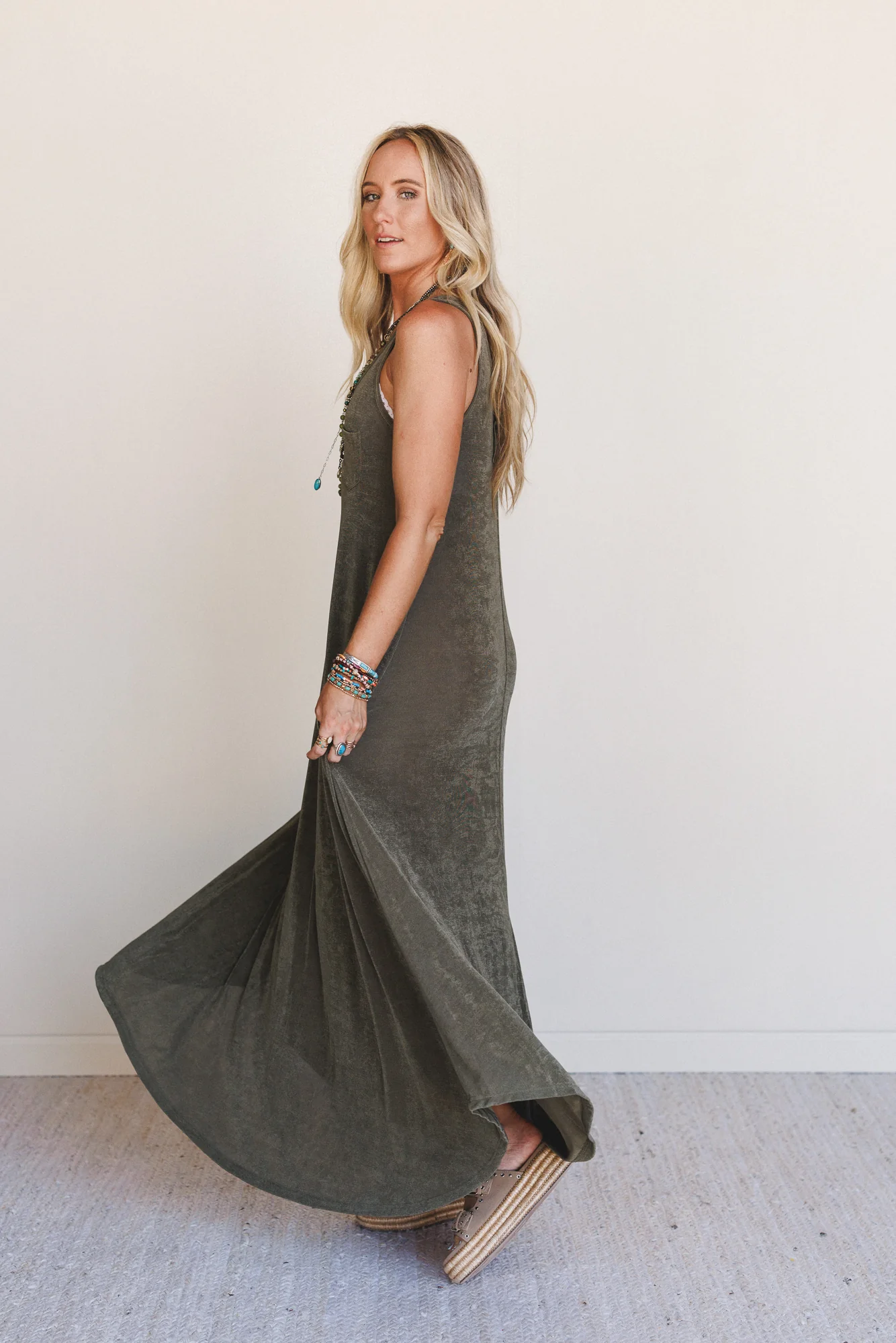 Timeless Grace Maxi Dress - Olive - Image 4