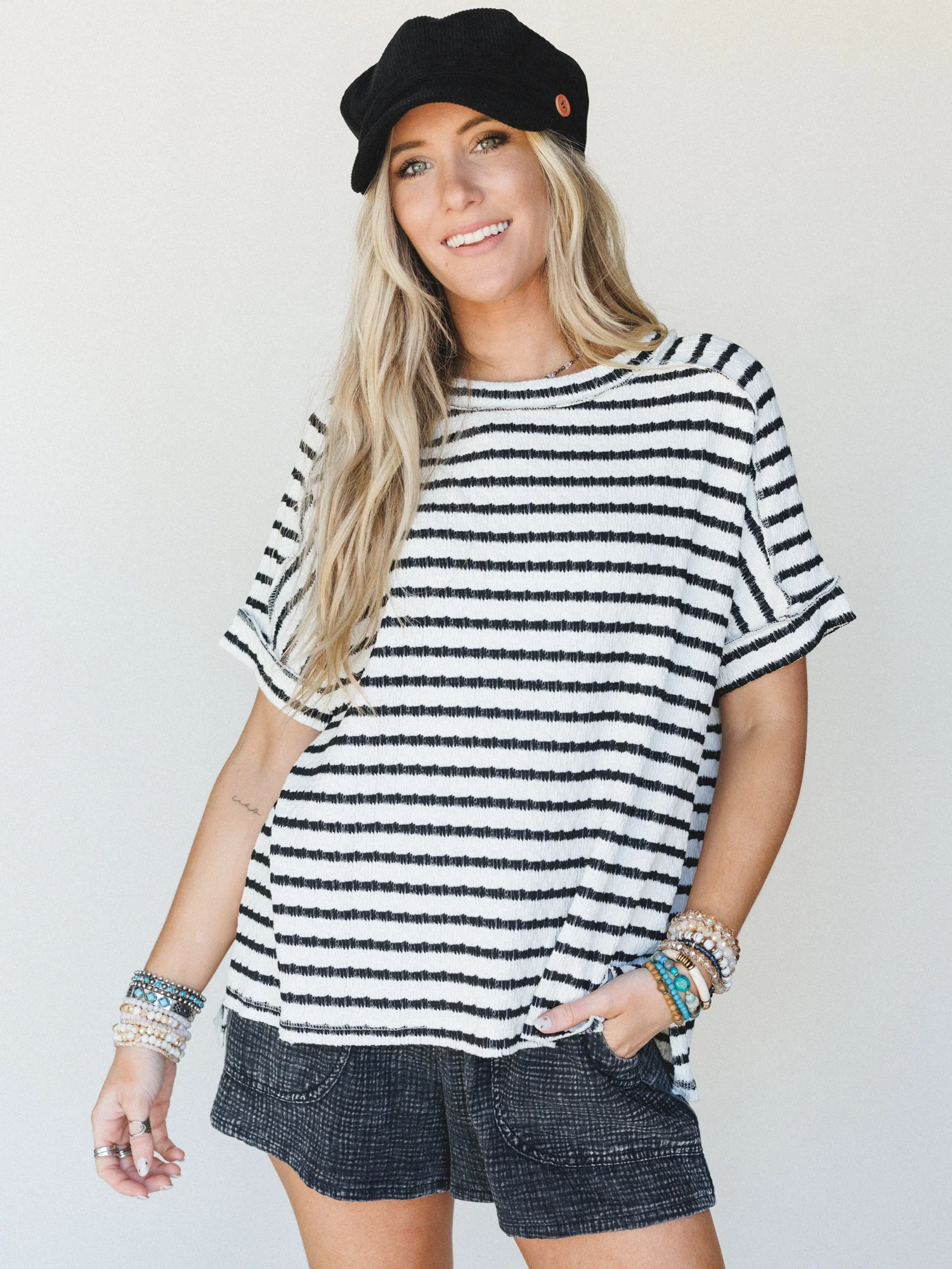 Timeless Lines Striped Tee - Black