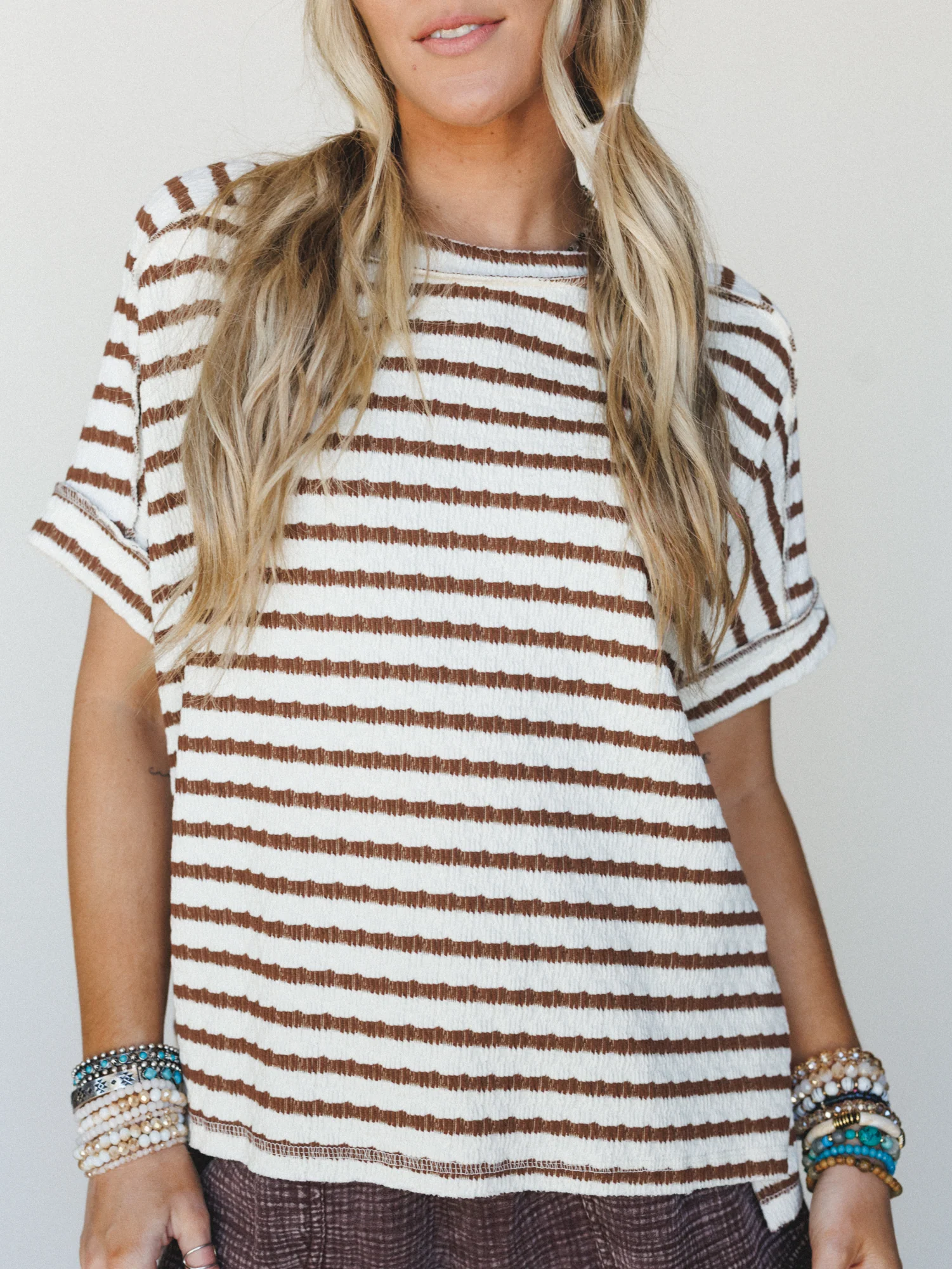 Timeless Lines Striped Tee - Brown - Image 2