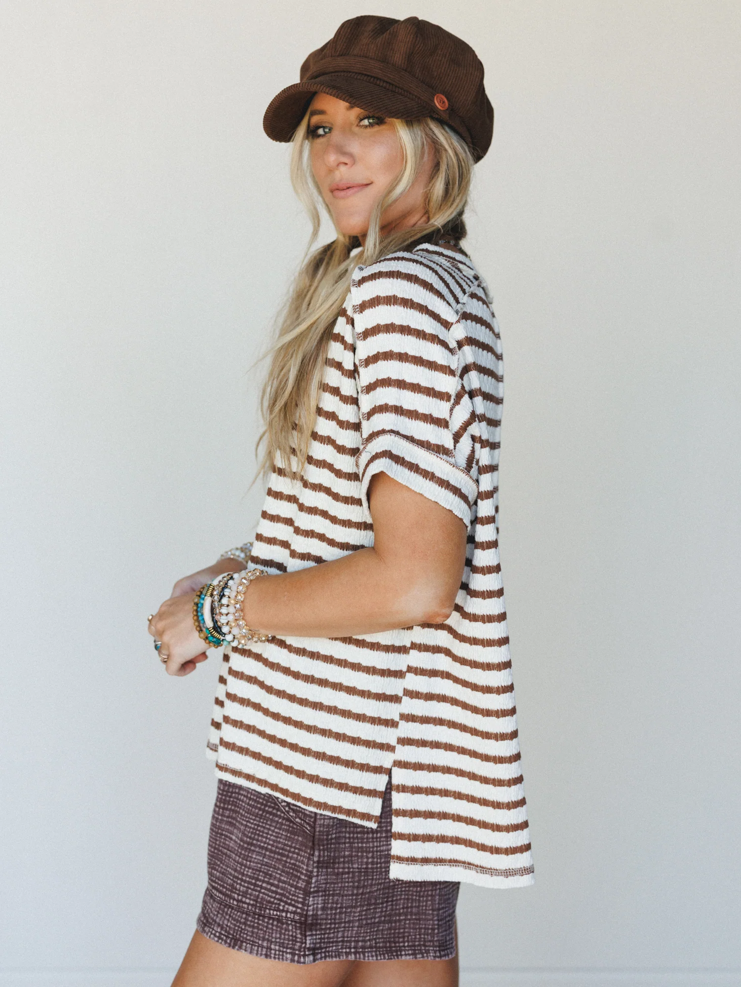 Timeless Lines Striped Tee - Brown - Image 3