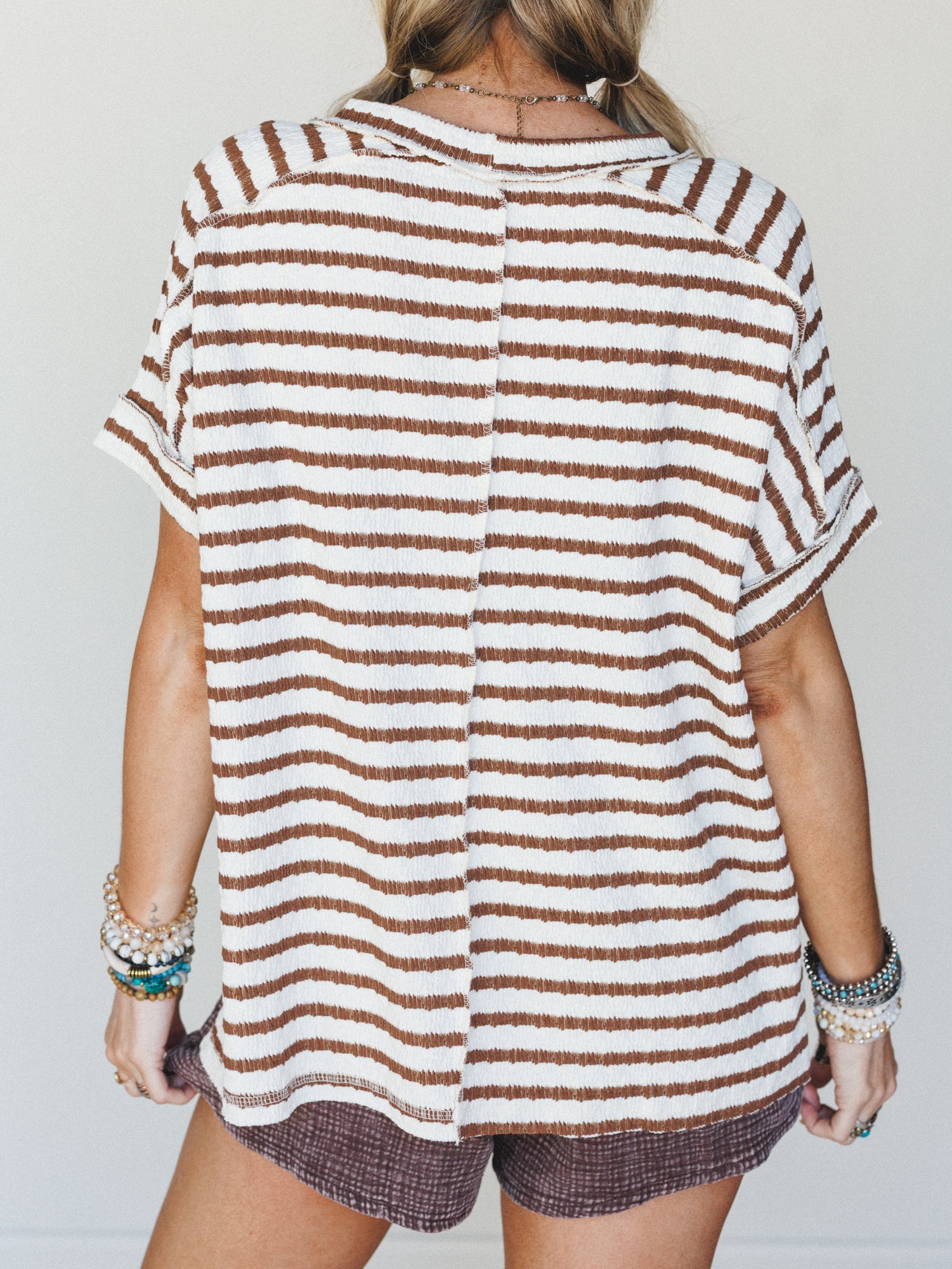 Timeless Lines Striped Tee - Brown - Image 5