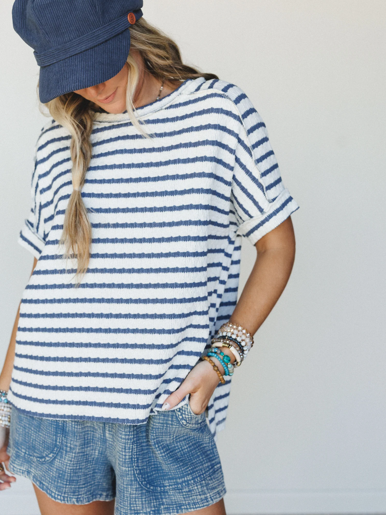 Timeless Lines Striped Tee - Denim - Image 2
