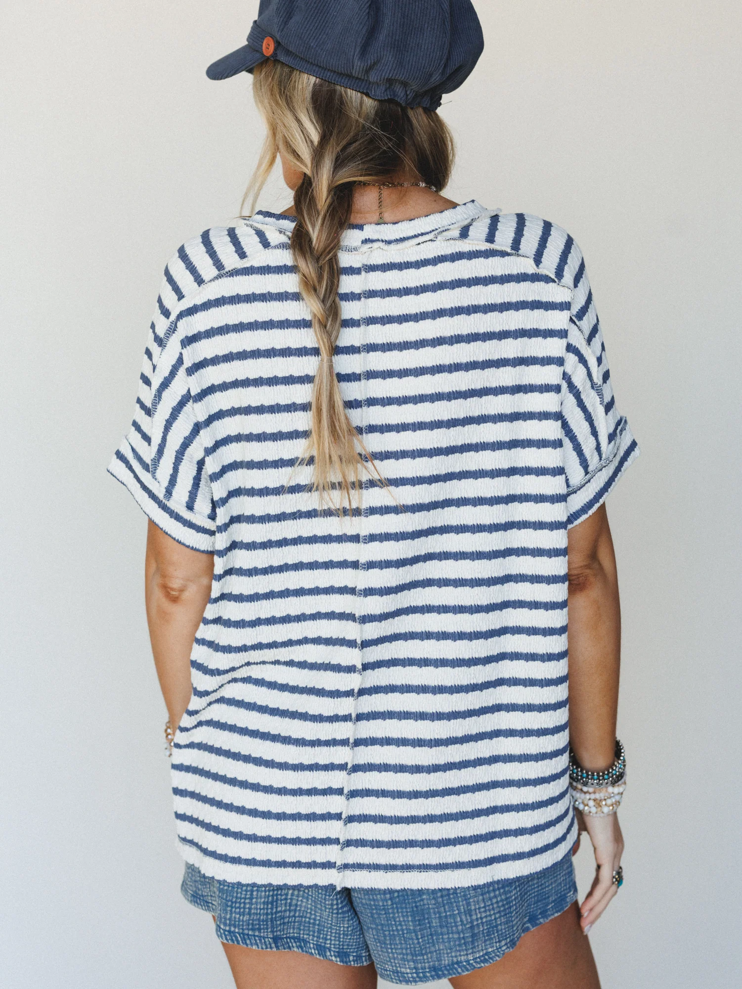 Timeless Lines Striped Tee - Denim - Image 5