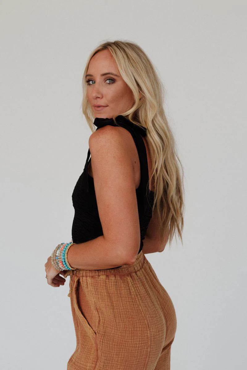 To The City Tie Shoulder Top - Black - Image 5