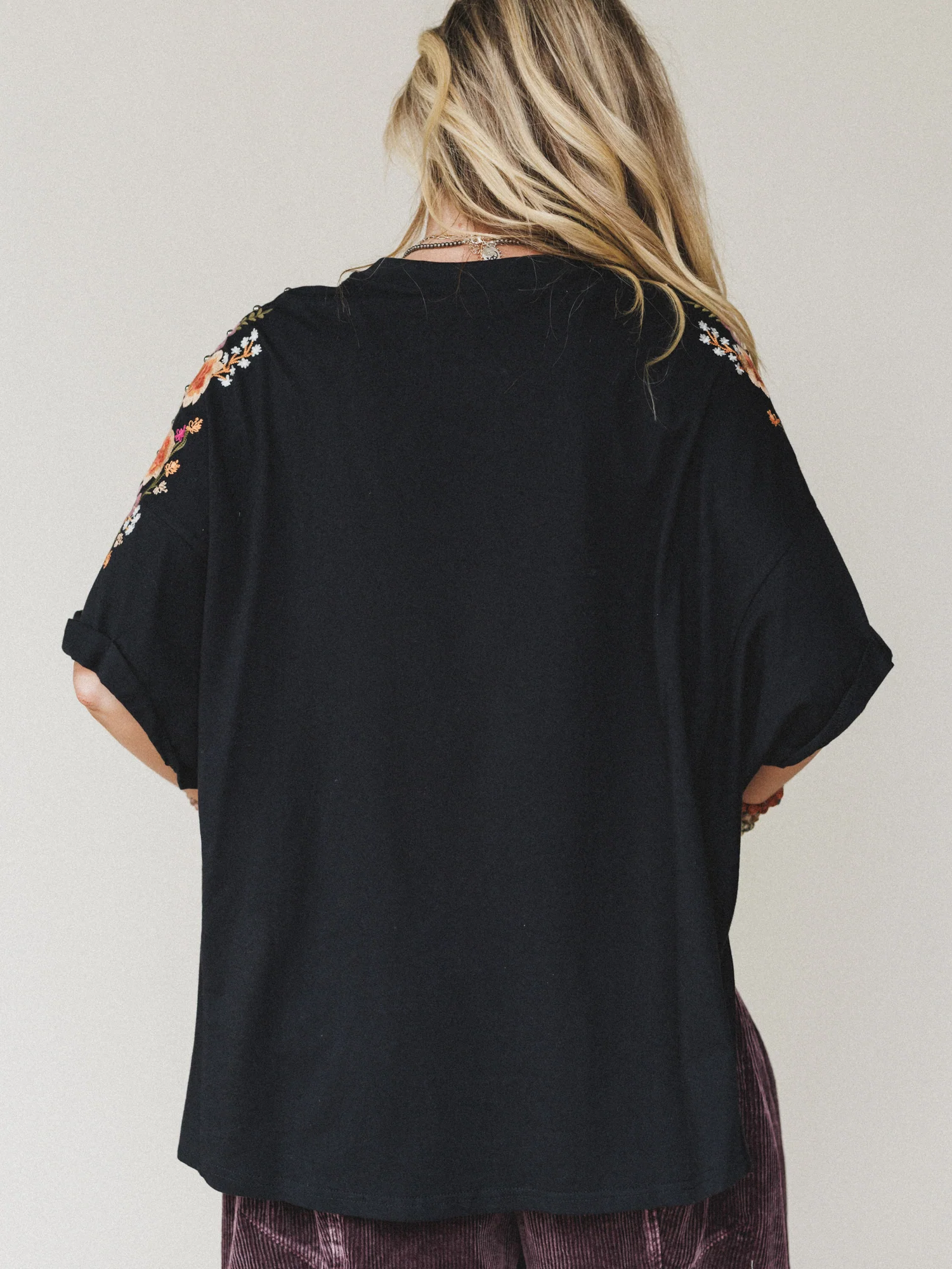 Tomcat Studded High Low Top - Black Floral Embroidery - Image 5