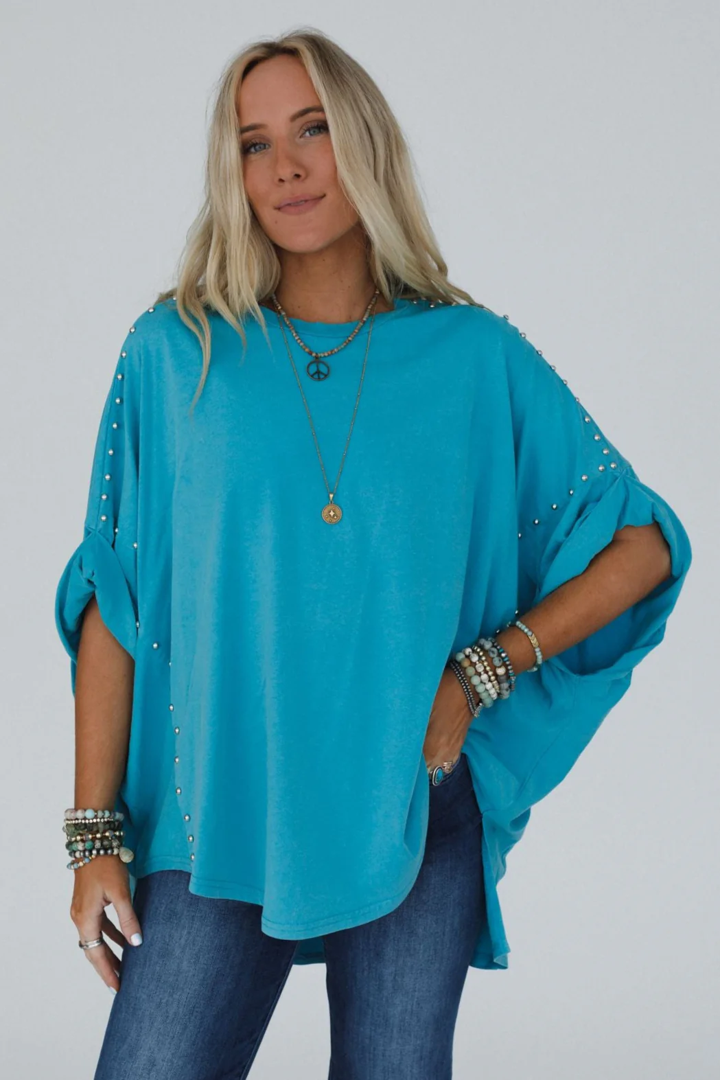 Tomcat Studded High Low Top - Teal - Image 3