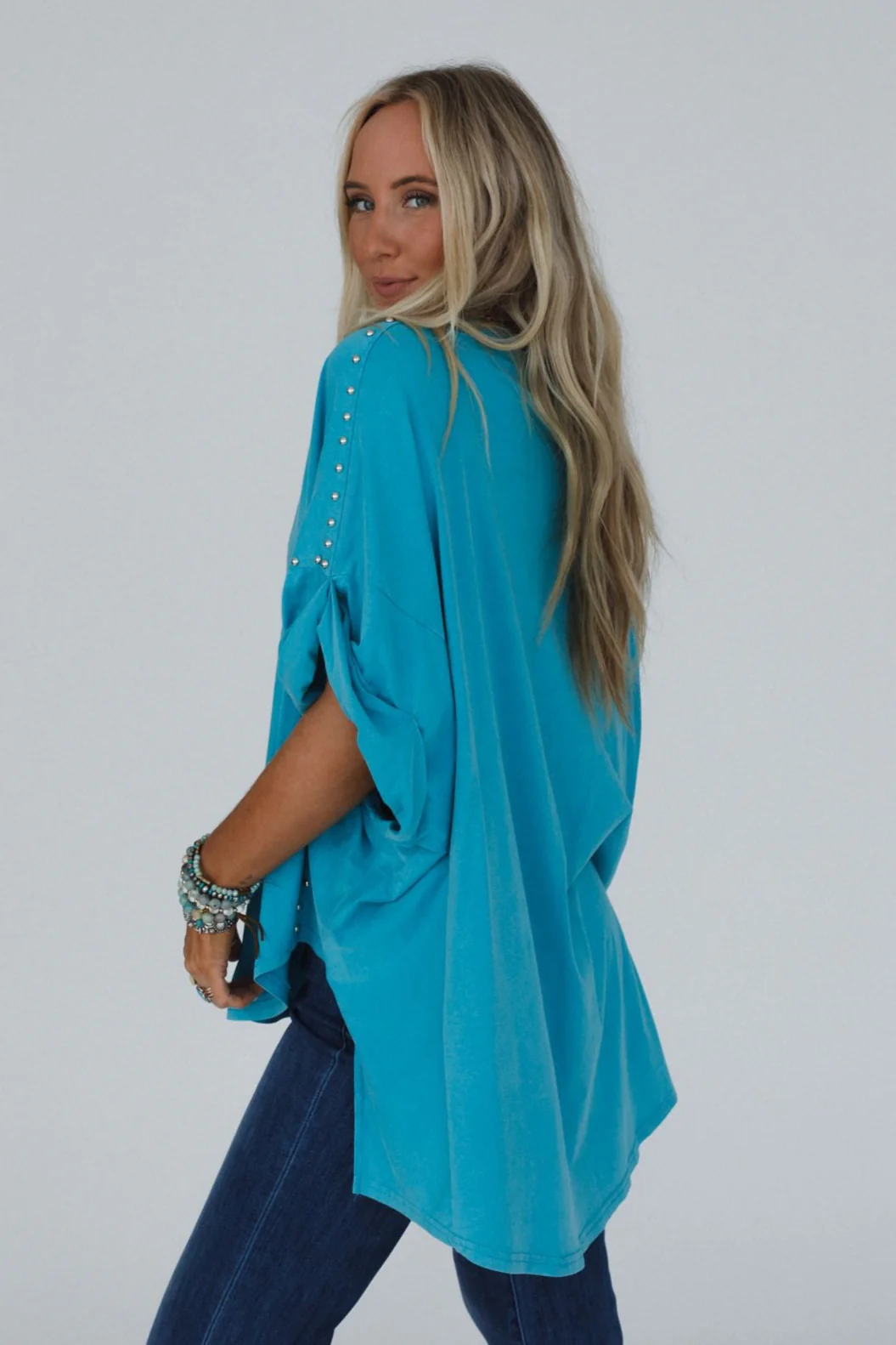 Tomcat Studded High Low Top - Teal - Image 4