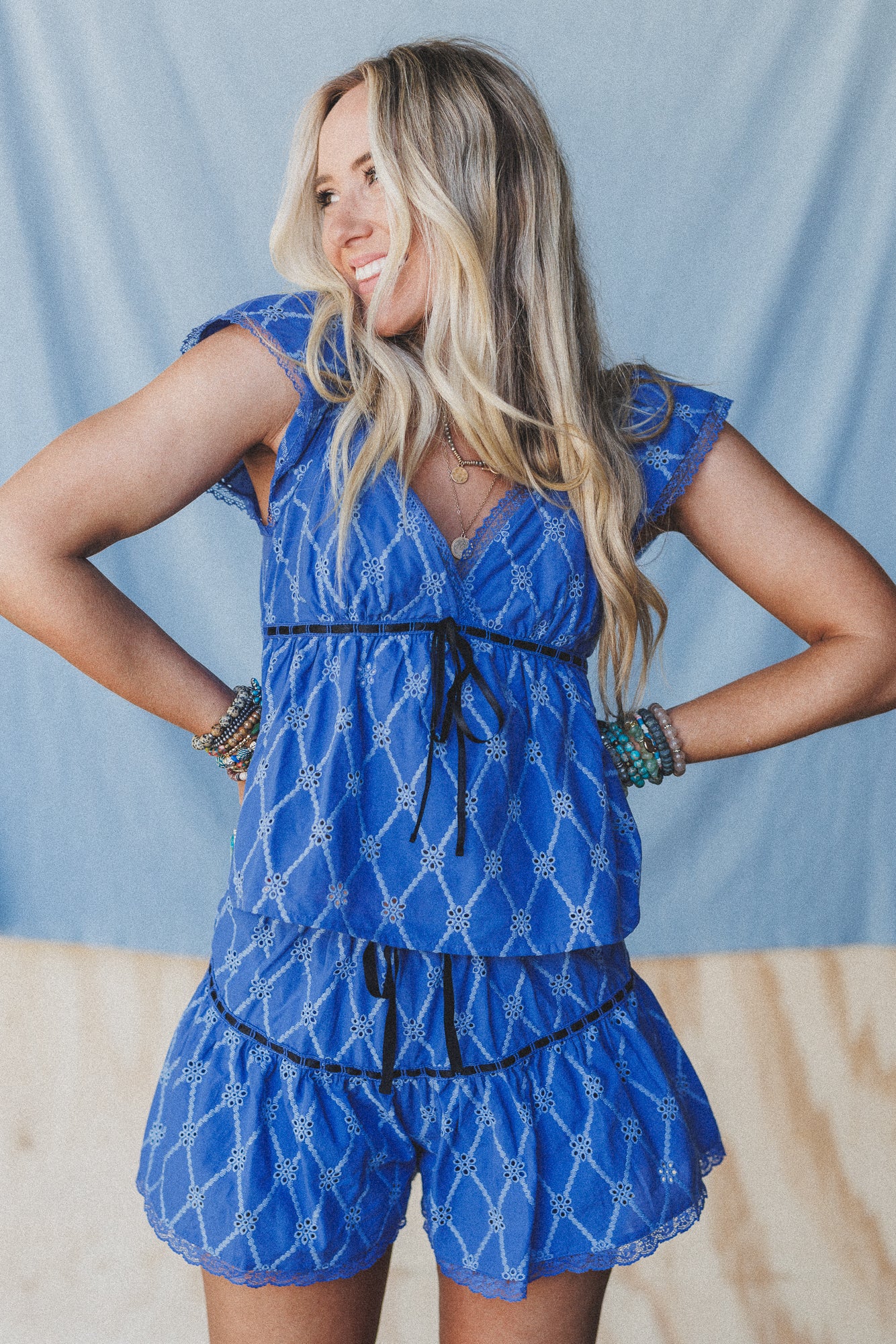 Twilight Waves Print Top - Blue - Image 3