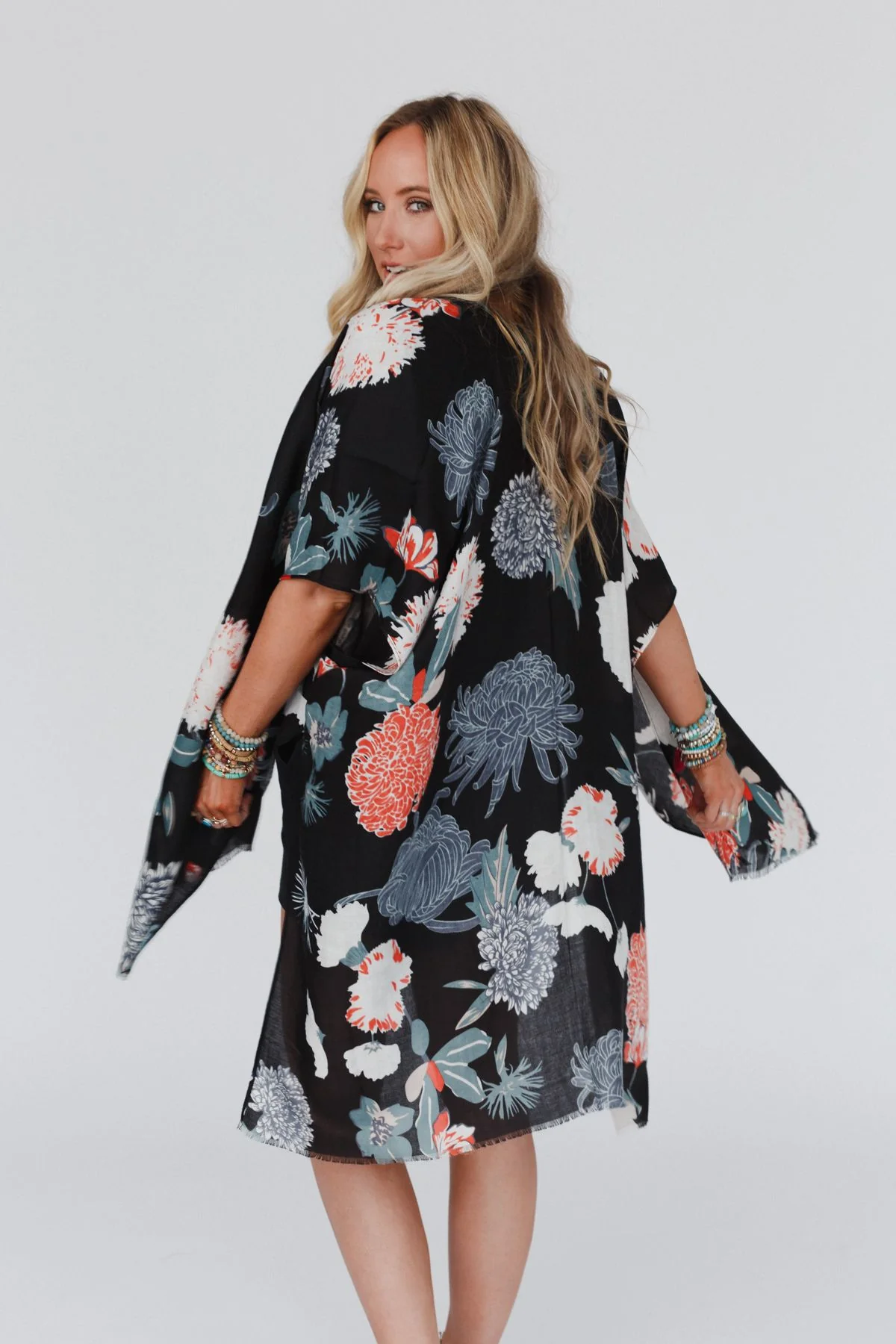 Tyler Floral Kimono - Black - Image 4