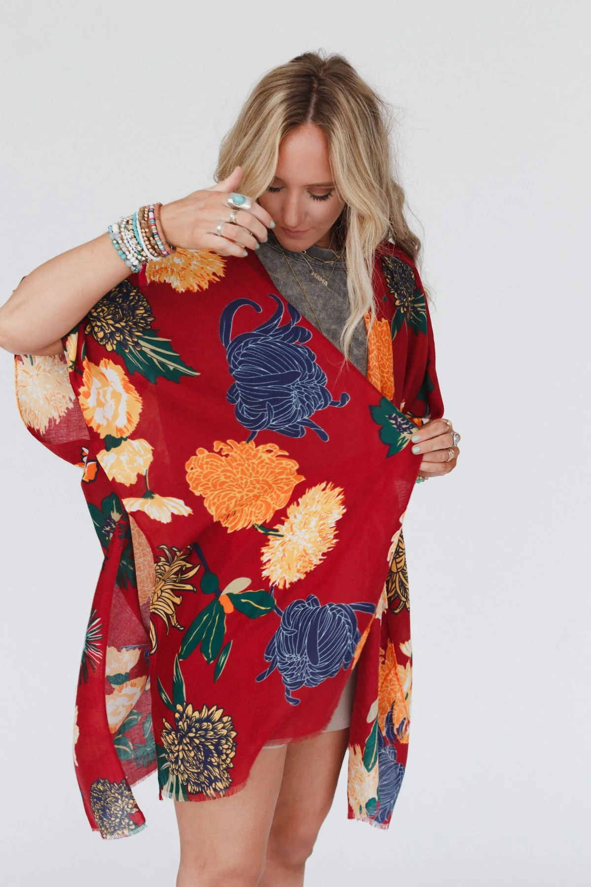 Tyler Floral Kimono - Red - Image 4