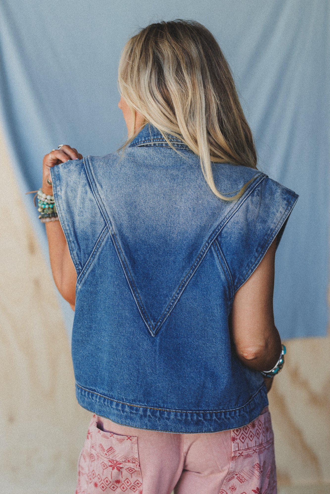 Urban Bound Wide Shoulder Vest - Denim - Image 7