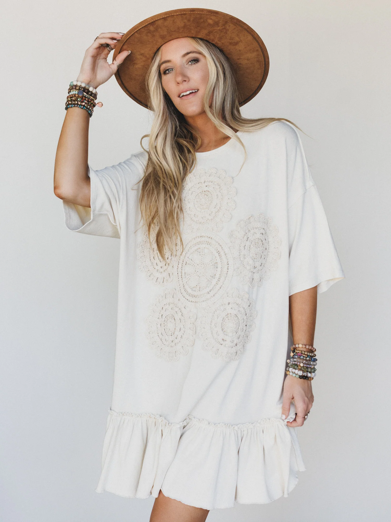 Vintage Flower Dress  - Natural