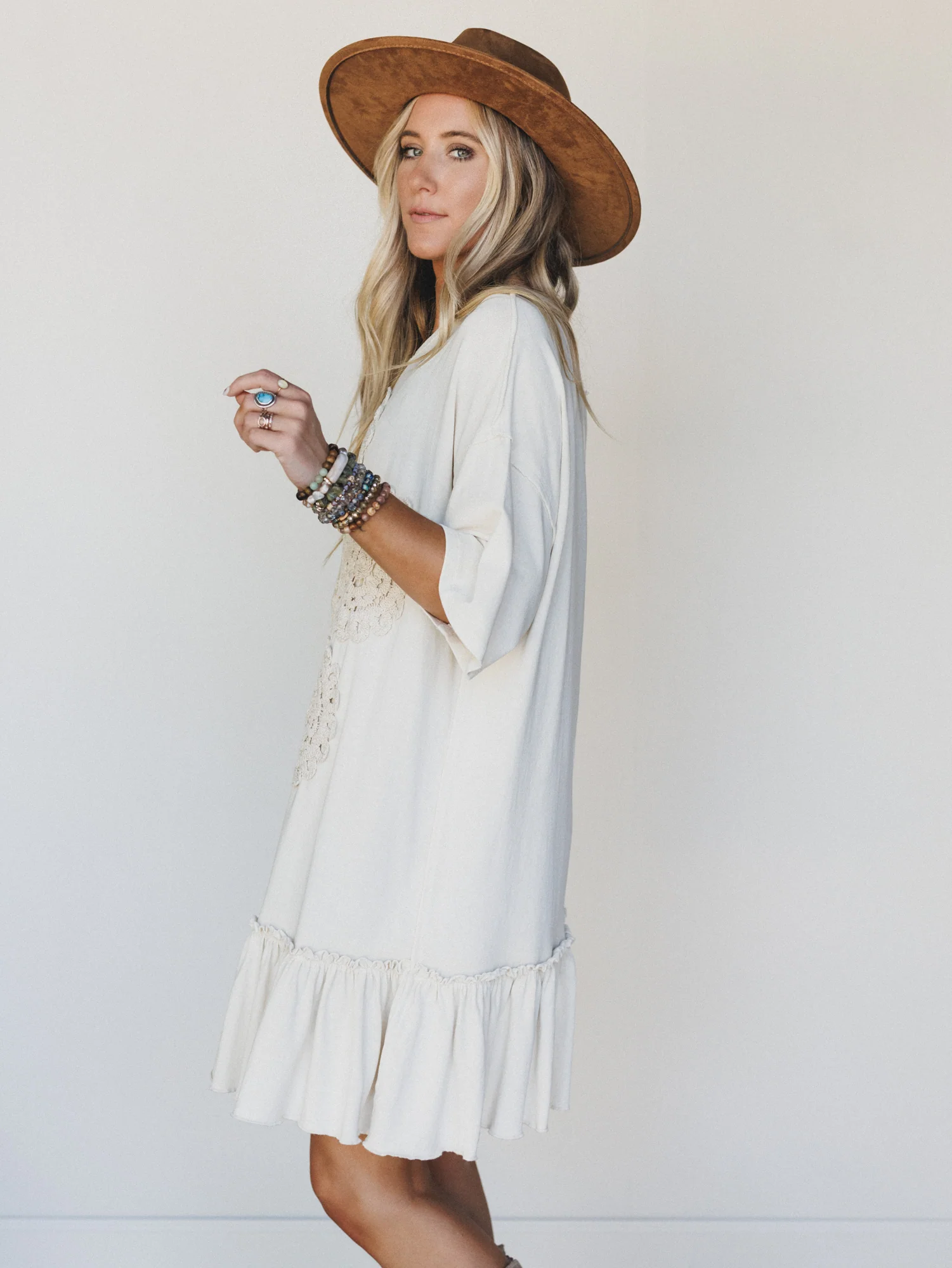 Vintage Flower Dress  - Natural - Image 4