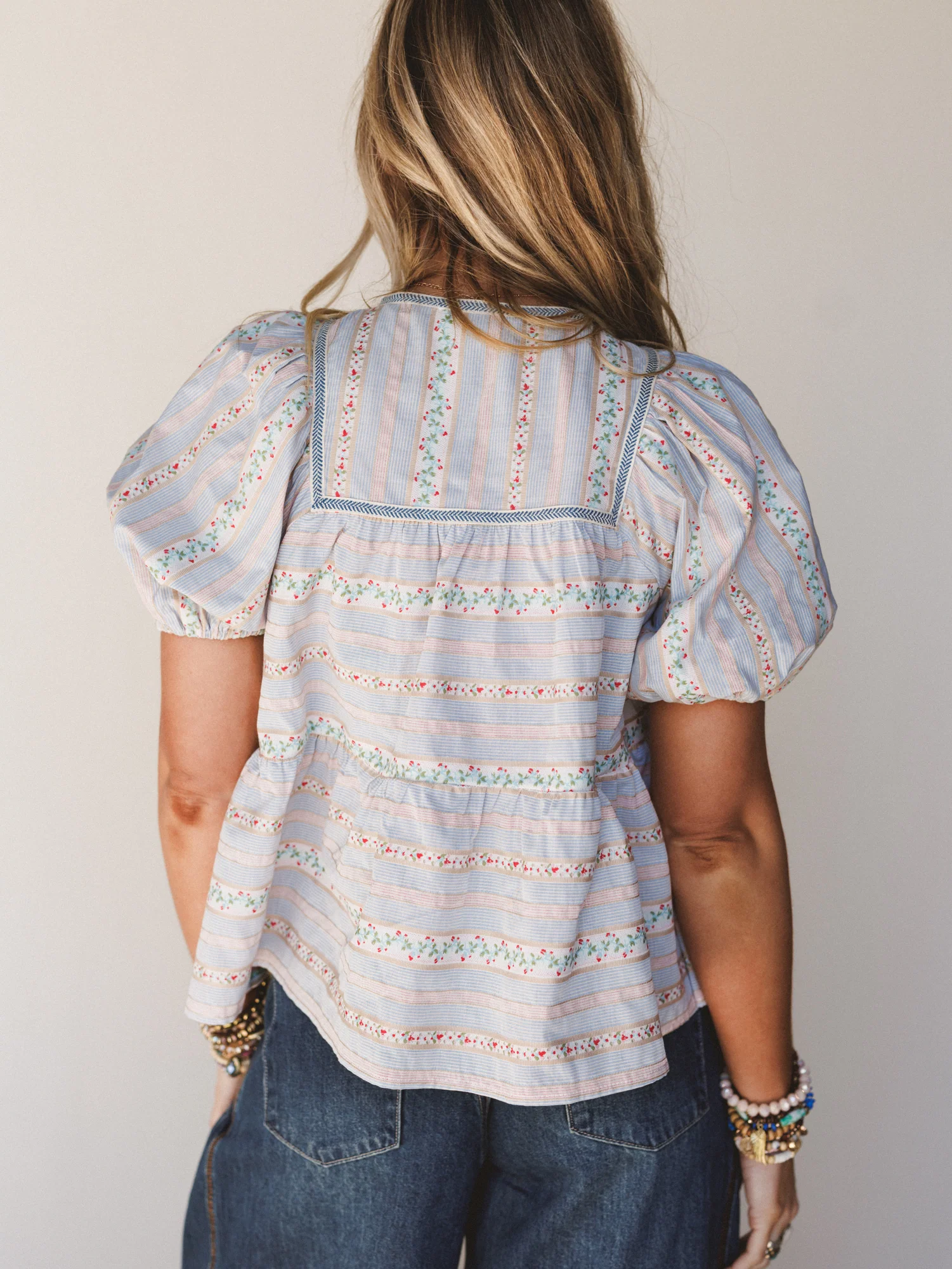 Vintage Lily Balloon Sleeve Blouse - Light Blue - Image 4