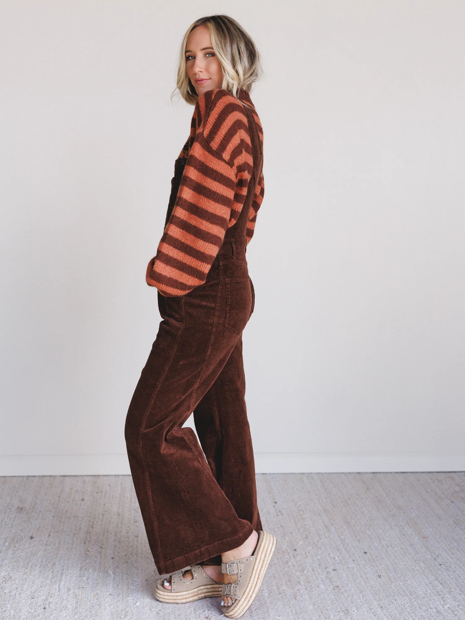 Wanderheart Corduroy Overalls - Brown - Image 2