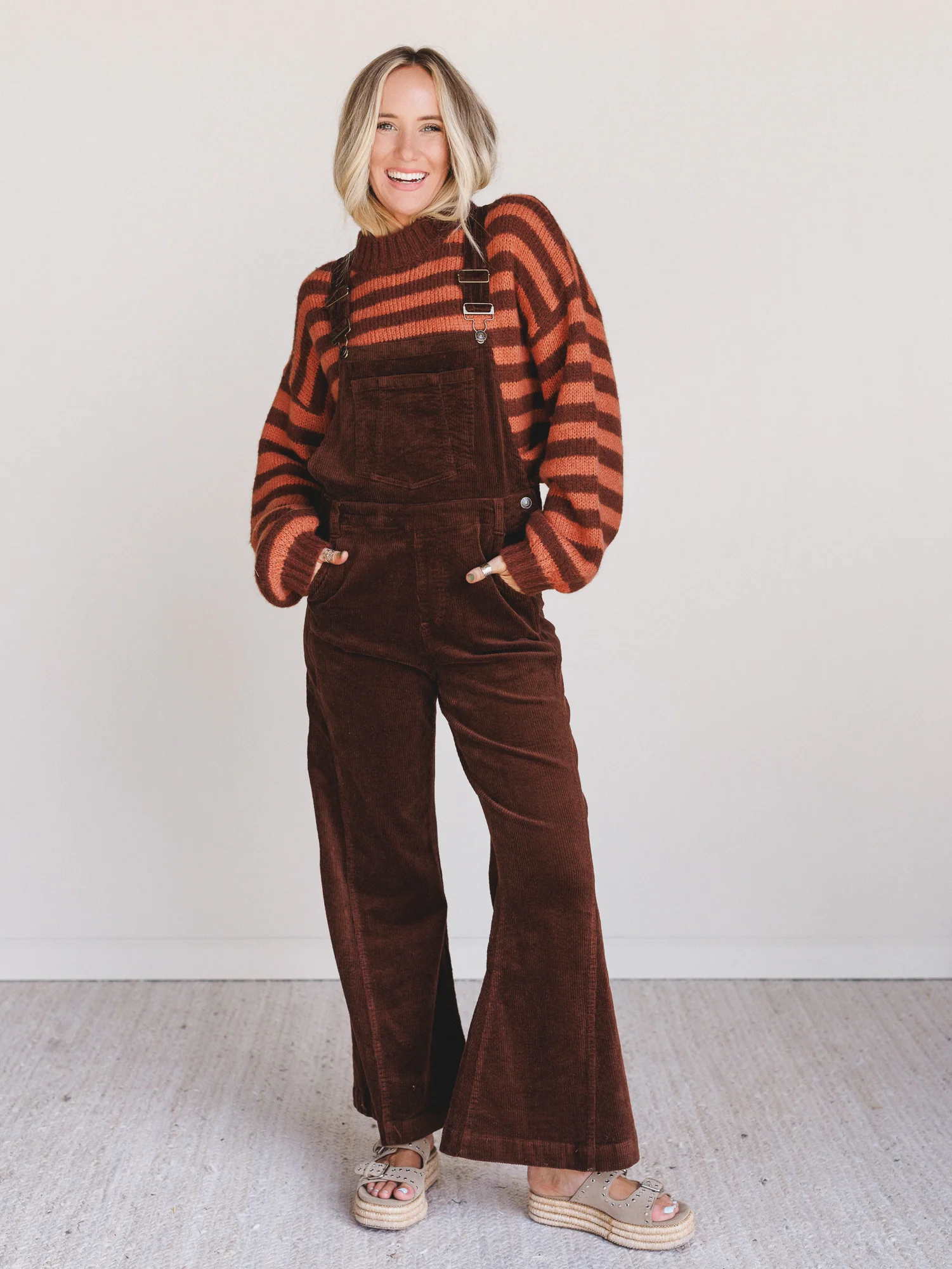 Wanderheart Corduroy Overalls - Brown - Image 4