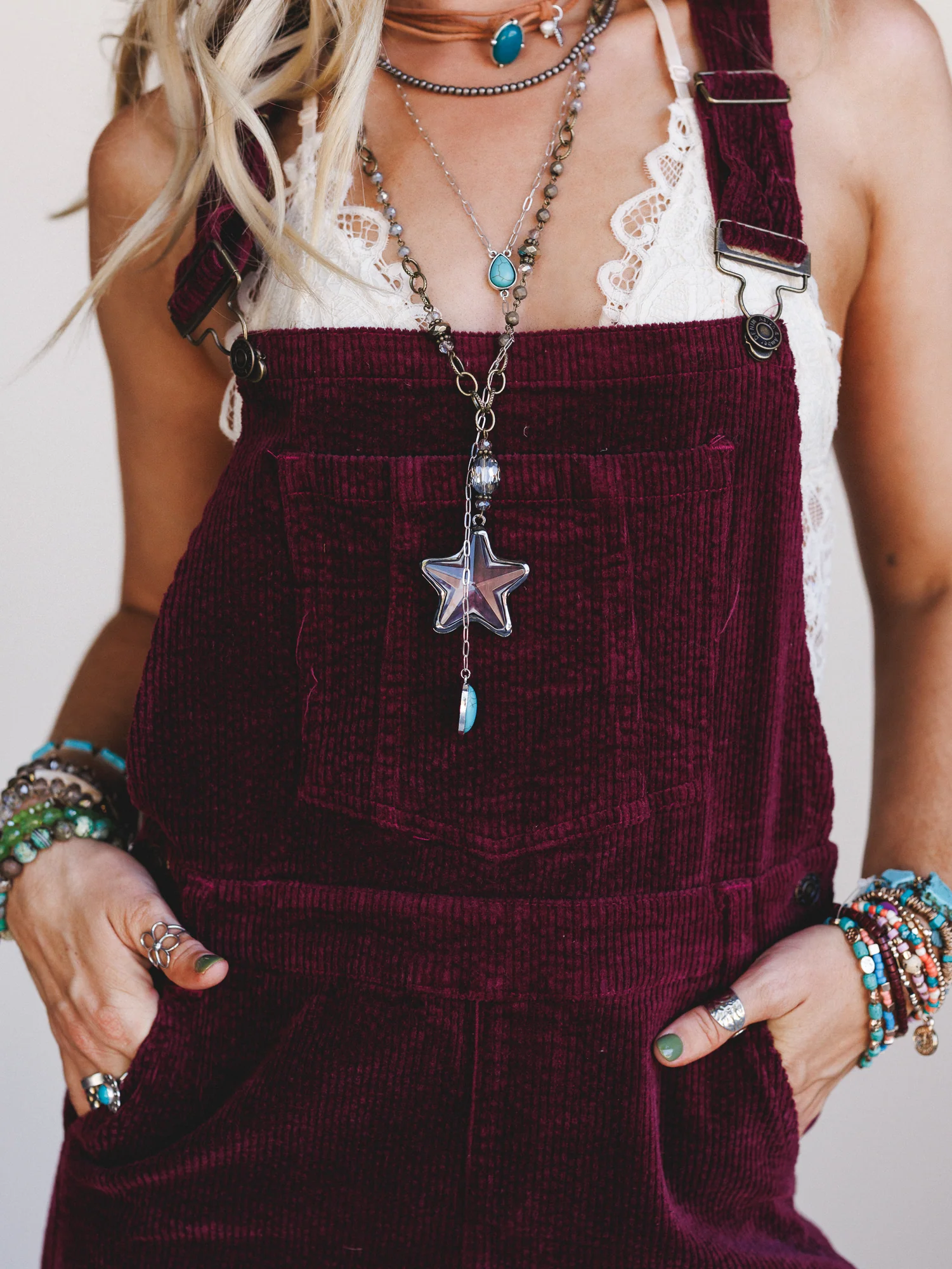 Wanderheart Corduroy Overalls - Wine - Image 3