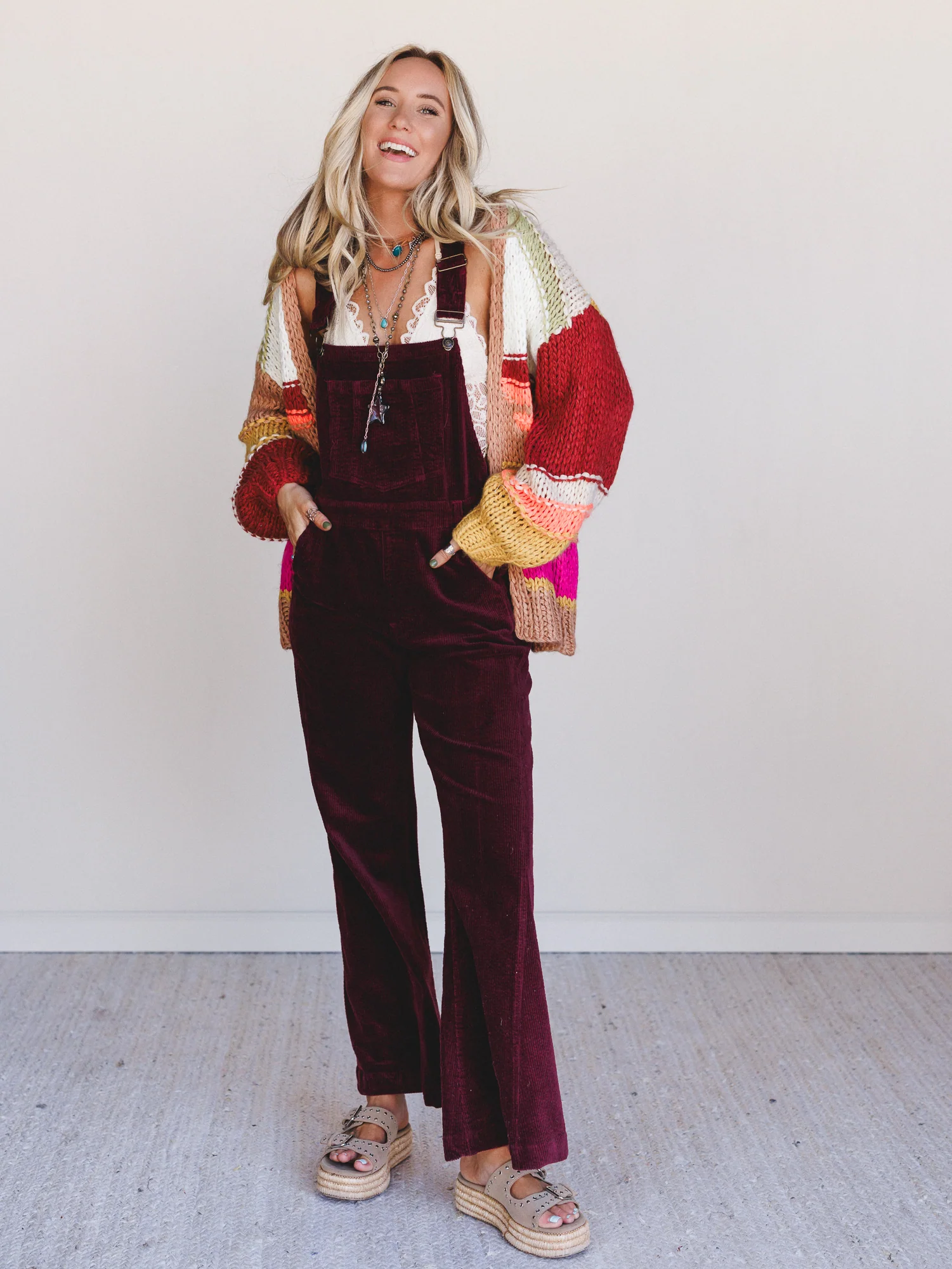 Wanderheart Corduroy Overalls - Wine - Image 5