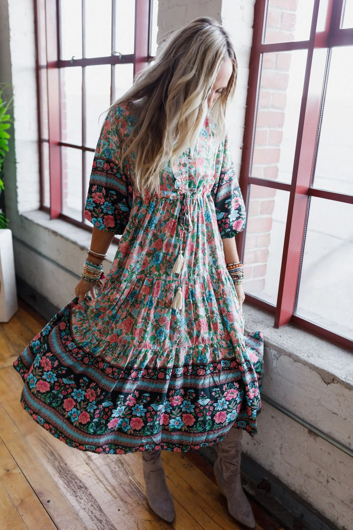 Wandering Soul Printed Midi Dress - Sage - Image 4