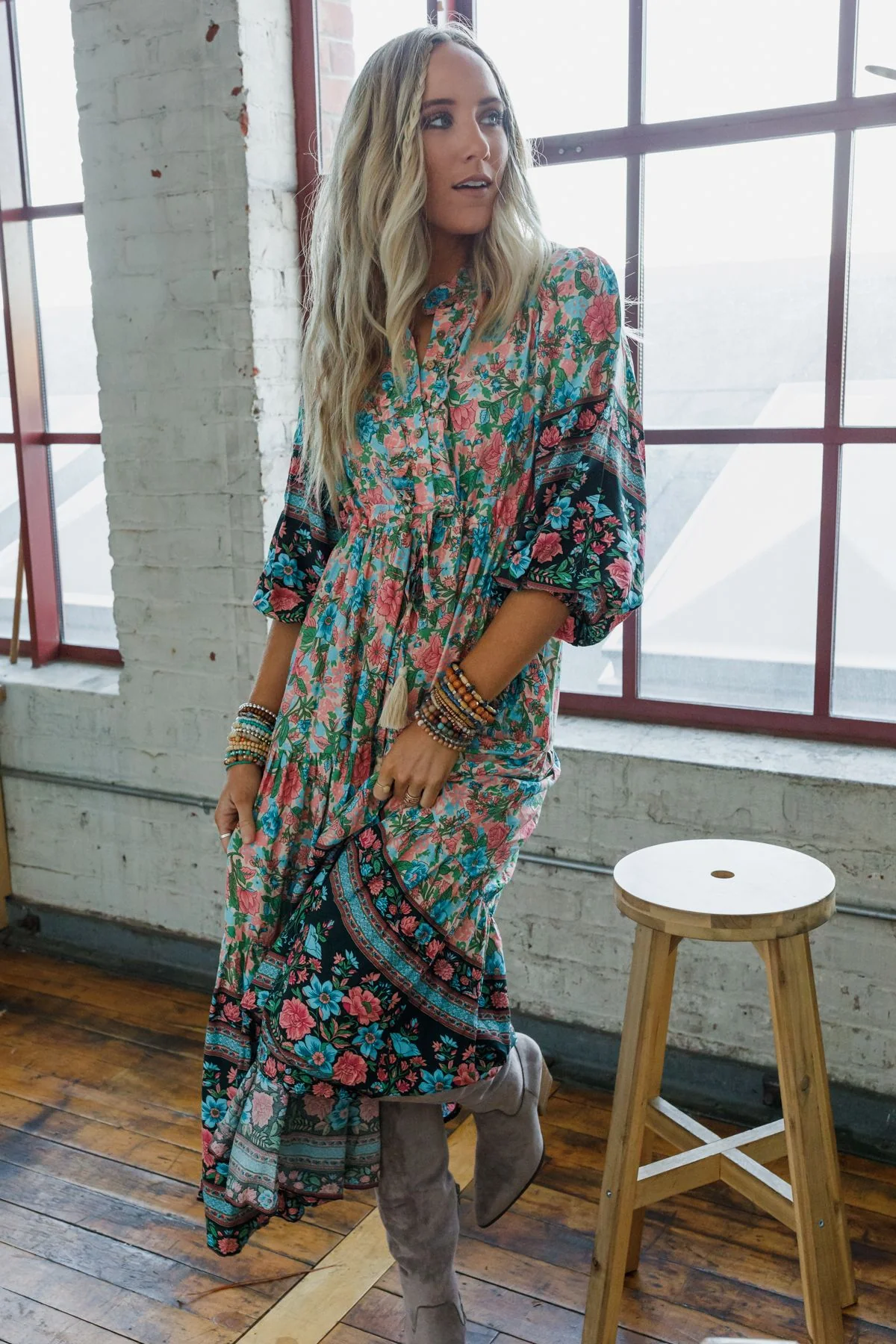 Wandering Soul Printed Midi Dress - Sage - Image 7