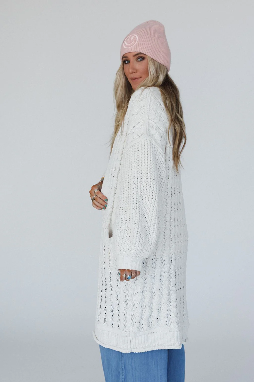 Warm Embrace Chunky Knit Cardigan - Cream - Image 6