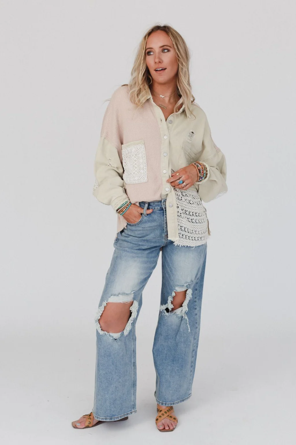 Way Home Patch Detail Shacket - Beige - Image 3