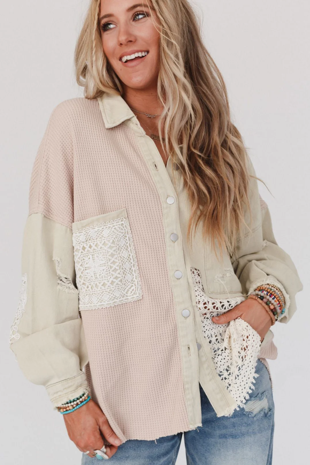 Way Home Patch Detail Shacket - Beige - Image 5