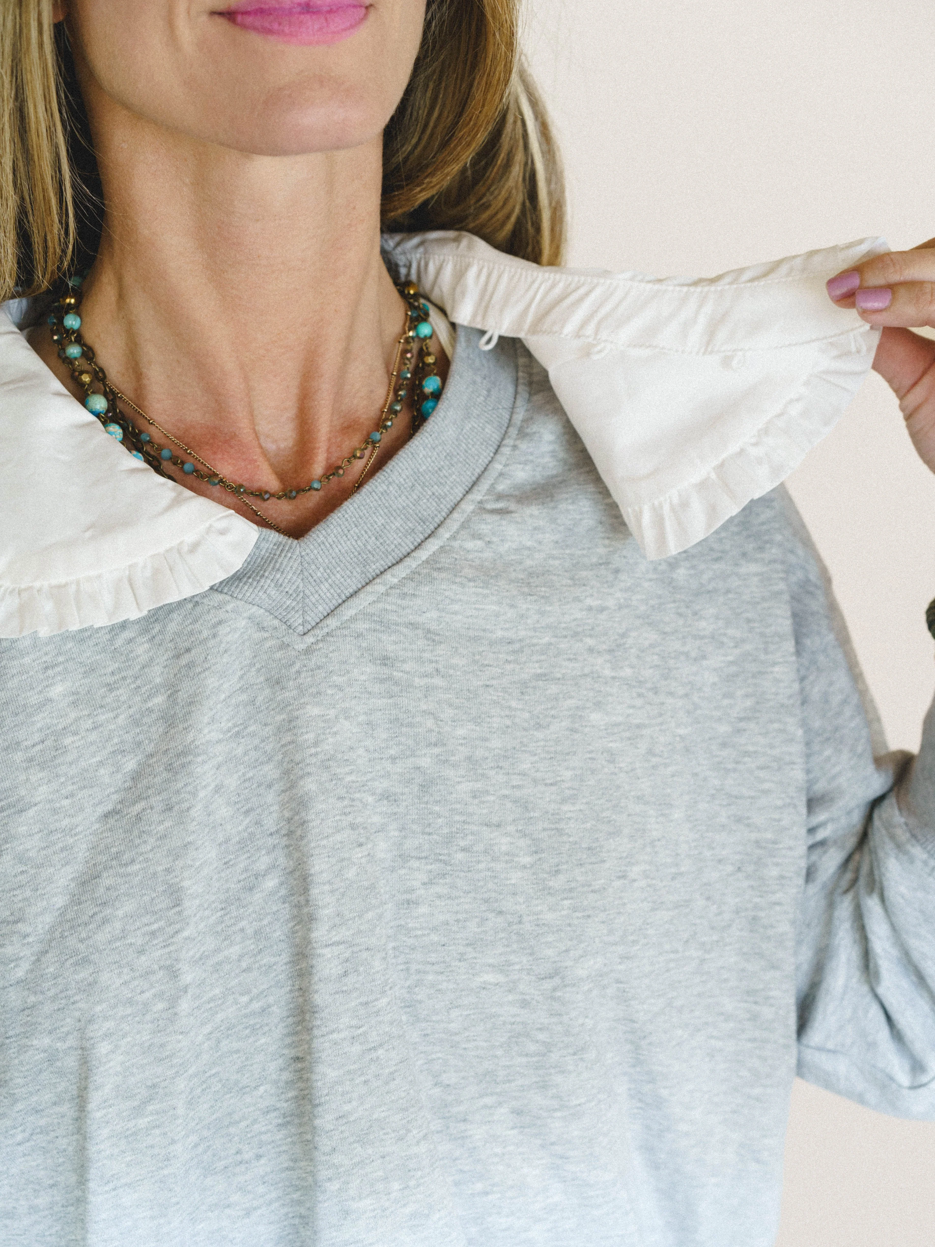 Wendy Removeable Collar Top - Grey - Image 2