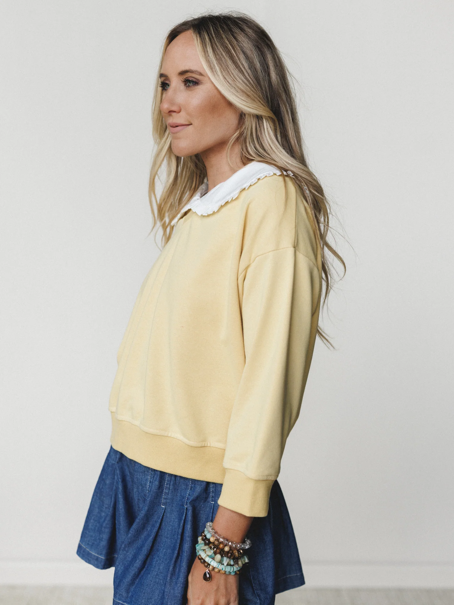 Wendy Removeable Collar Top - Yellow - Image 3