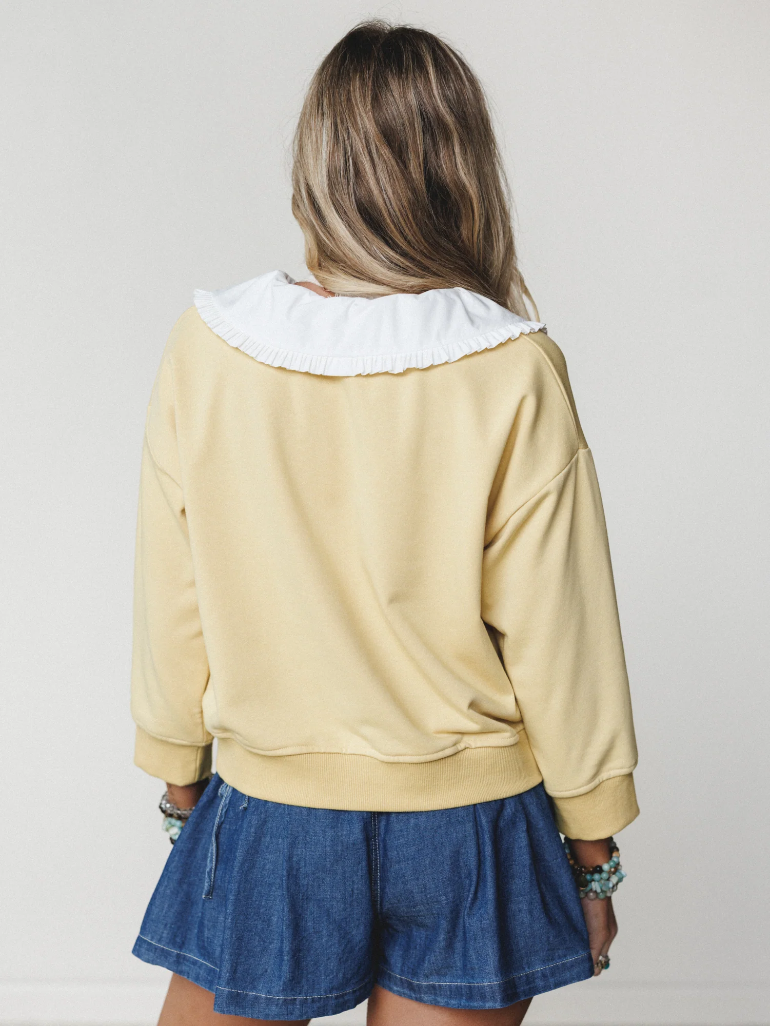 Wendy Removeable Collar Top - Yellow - Image 4