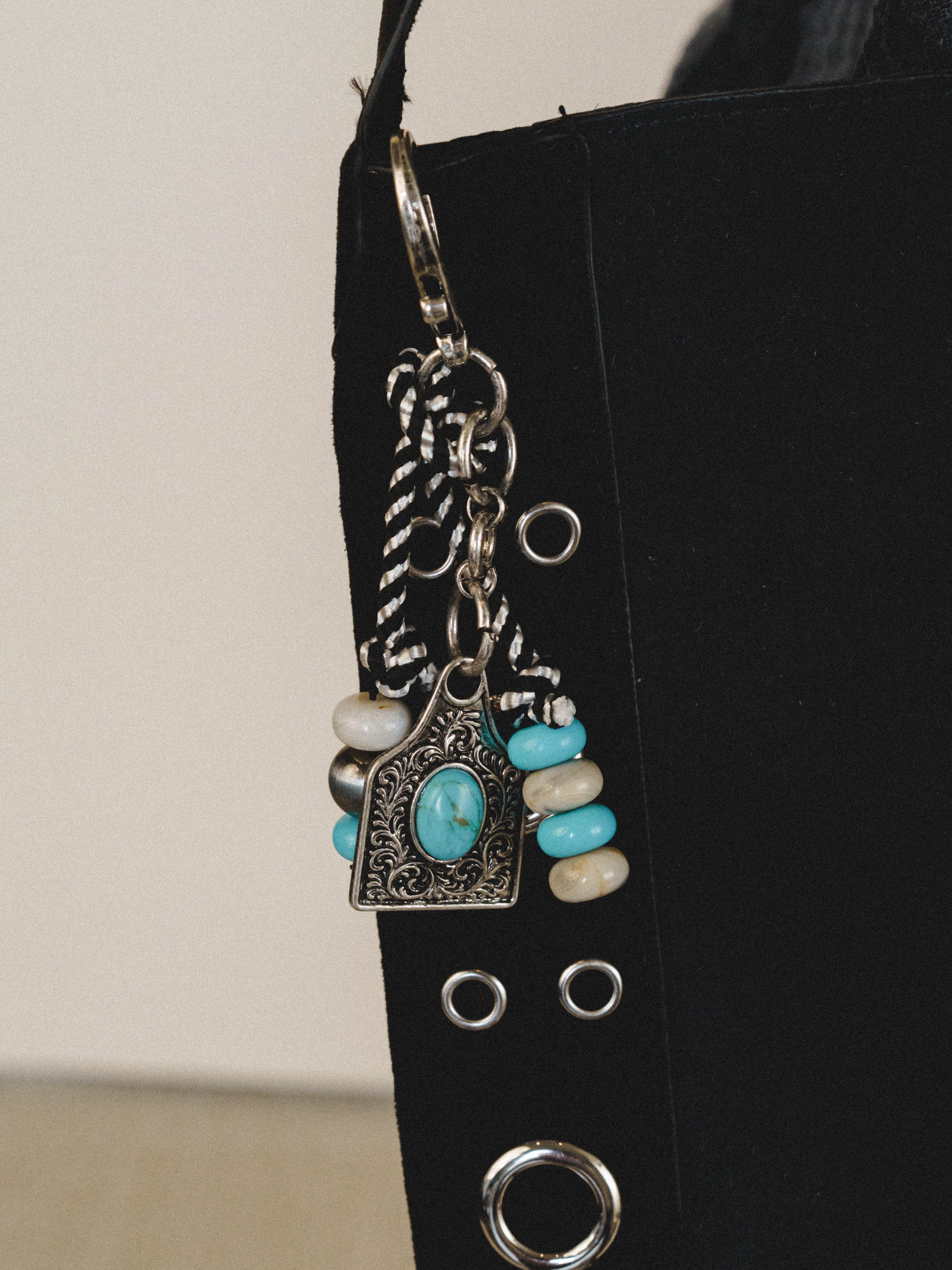 Western Sunrise Bag Charm - Blue Silver