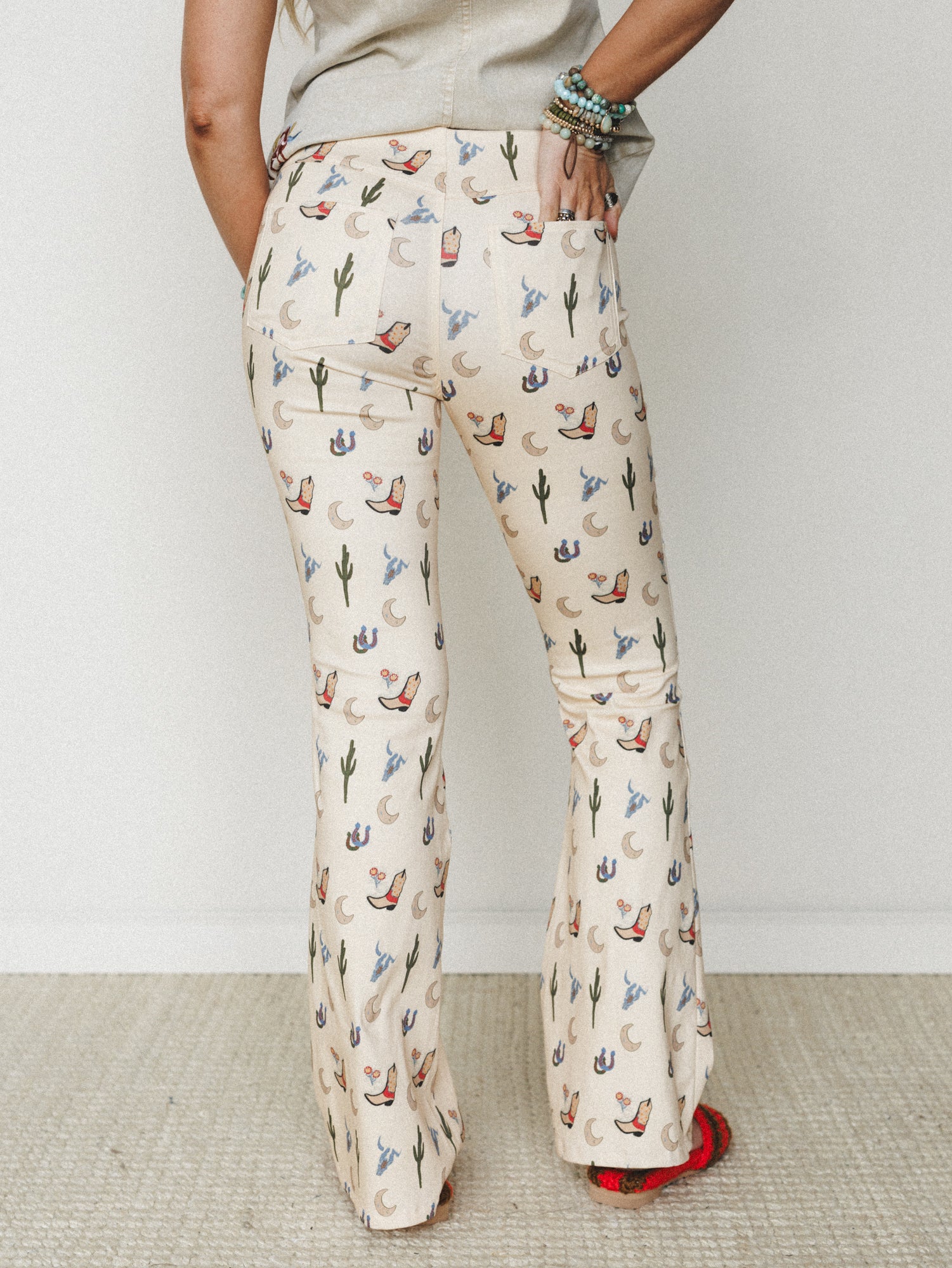 Western Token Flare Pants - Beige - Image 5