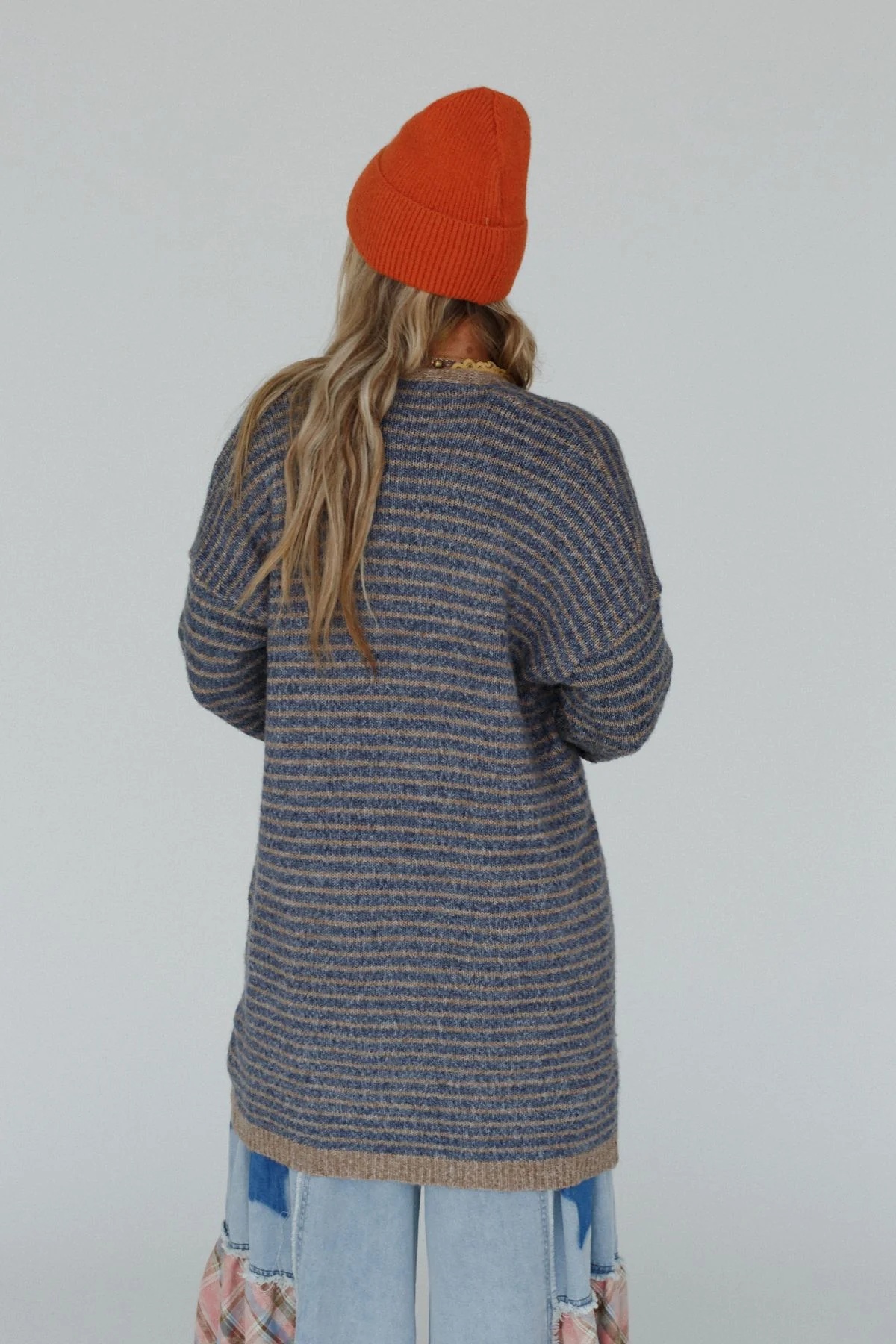 Wherever I Go Striped Knit Cardigan - Charcoal - Image 10