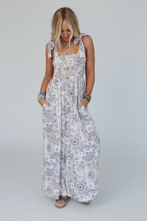 The Nest Whimsical Bloom Wide Leg Jumpsuit - Ivory - Image 4
