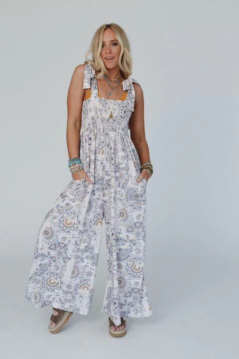 The Nest Whimsical Bloom Wide Leg Jumpsuit - Ivory - Image 5